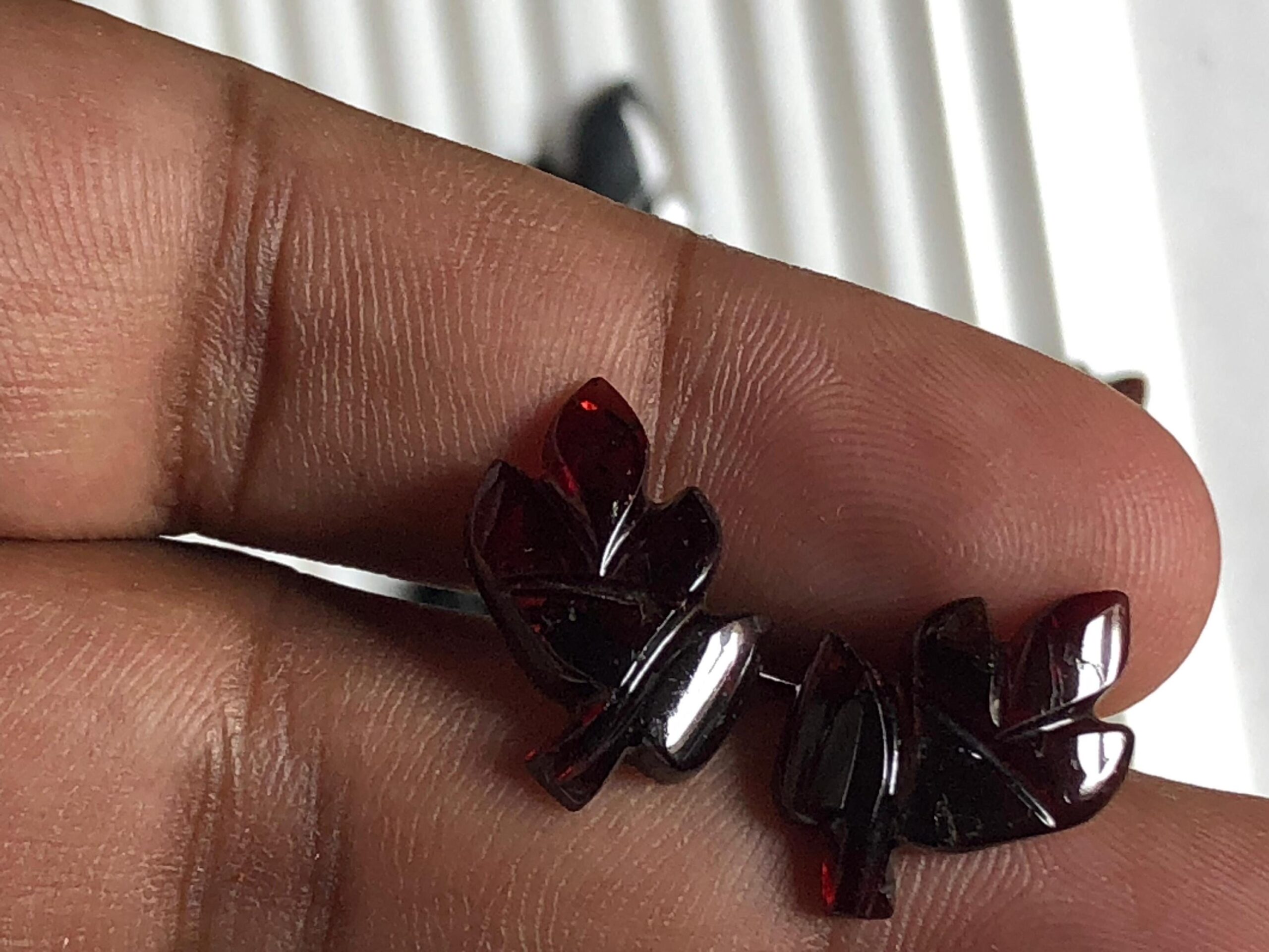 17.235 Ct Natural Red Tourmaline Leaf Carving Pair | Hand-Carved Gemstone for Earrings - Image 4