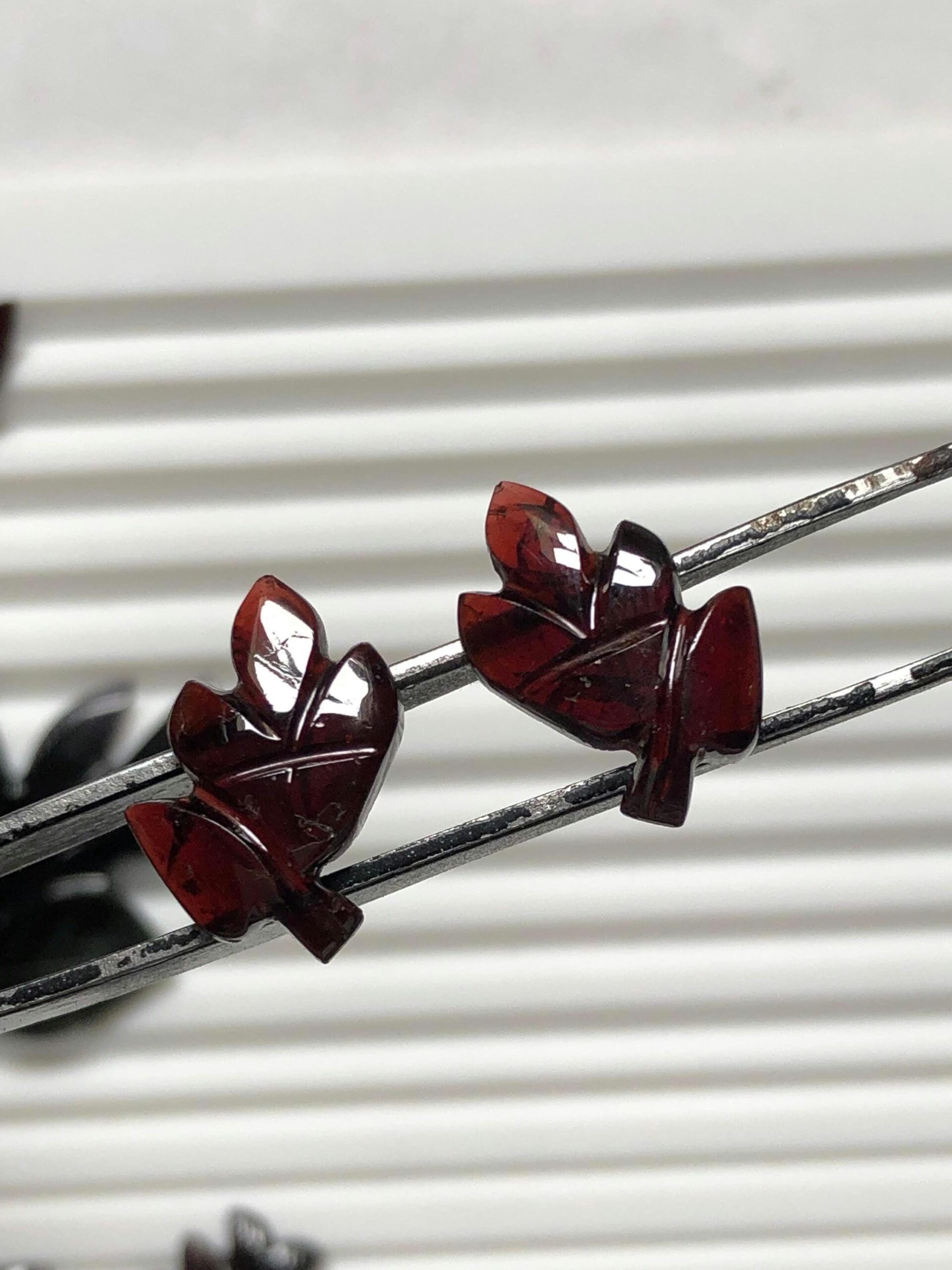 17.235 Ct Natural Red Tourmaline Leaf Carving Pair | Hand-Carved Gemstone for Earrings - Image 6