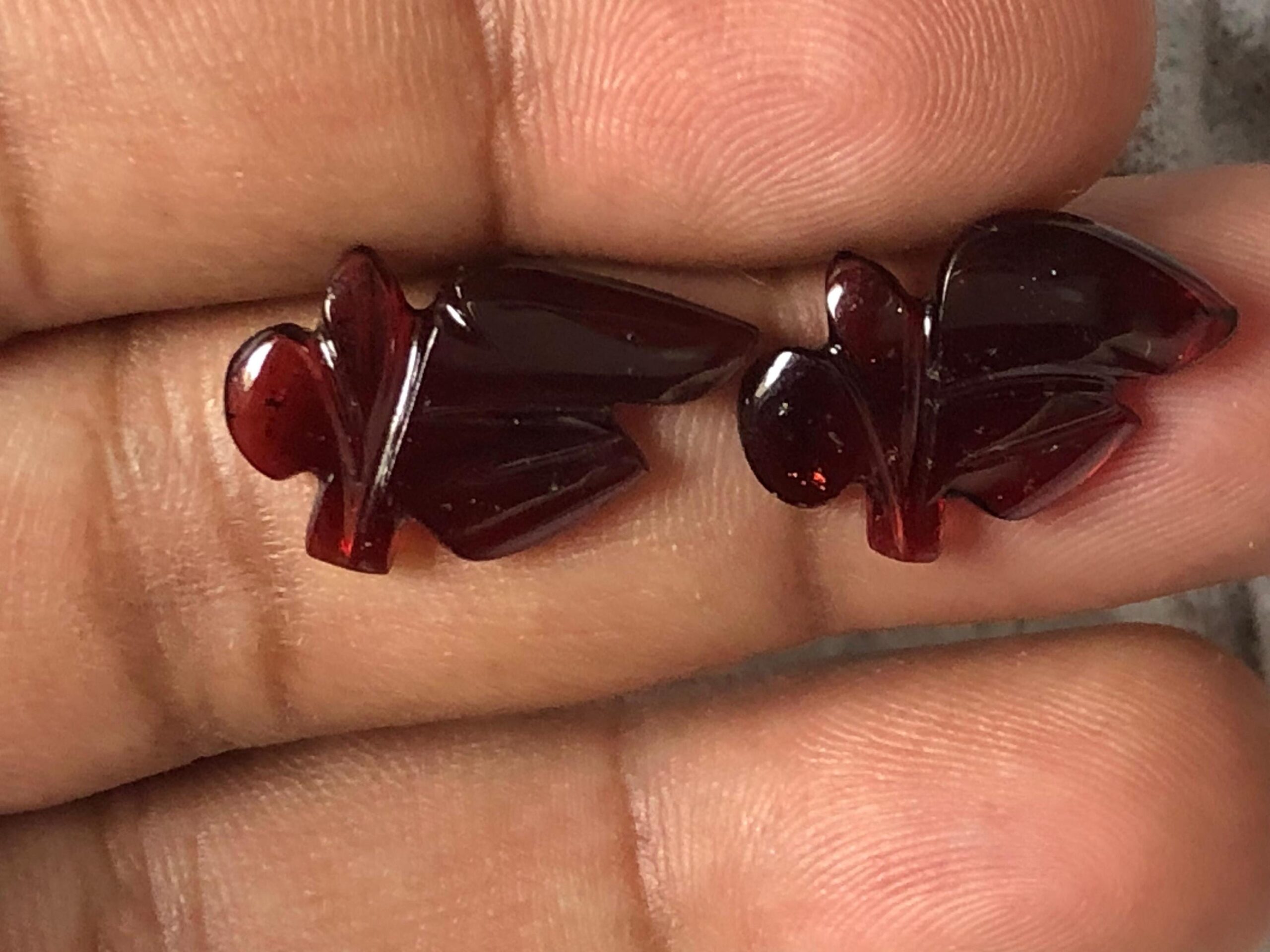 12.060 Ct Natural Red Tourmaline Leaf Carving Pair | Hand-Carved Gemstones for Earrings - Image 3