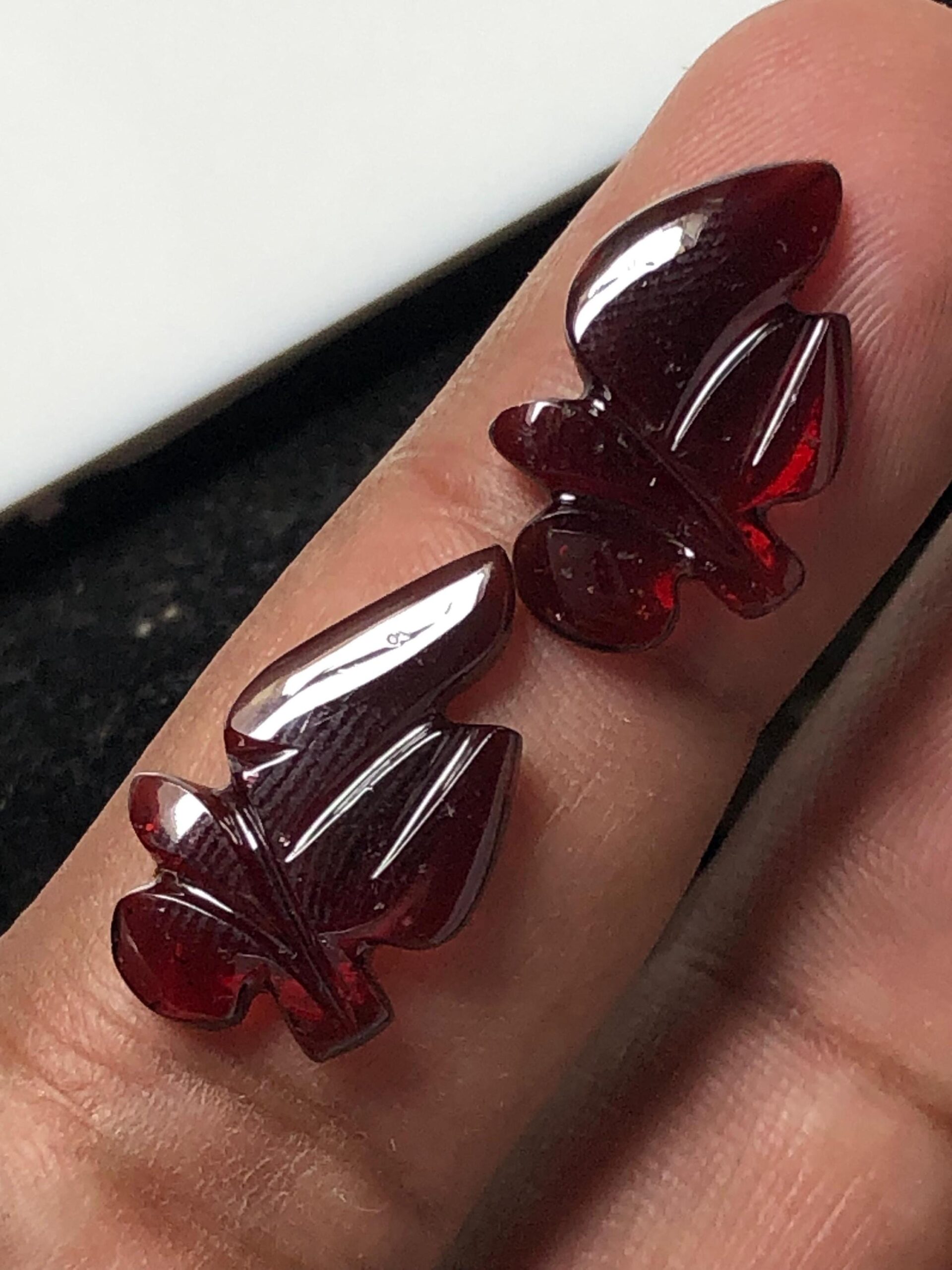 12.060 Ct Natural Red Tourmaline Leaf Carving Pair | Hand-Carved Gemstones for Earrings - Image 4