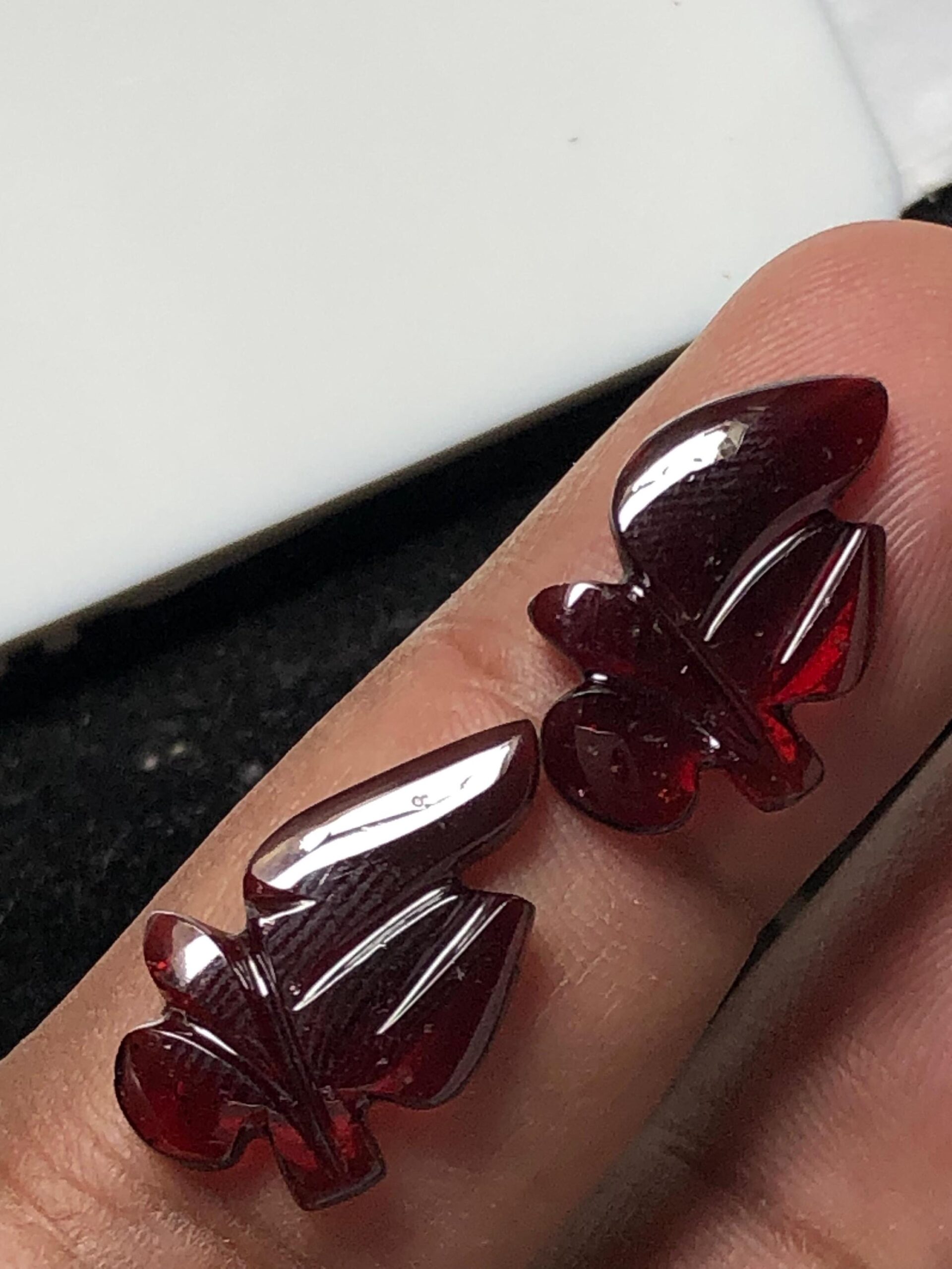 12.060 Ct Natural Red Tourmaline Leaf Carving Pair | Hand-Carved Gemstones for Earrings - Image 5