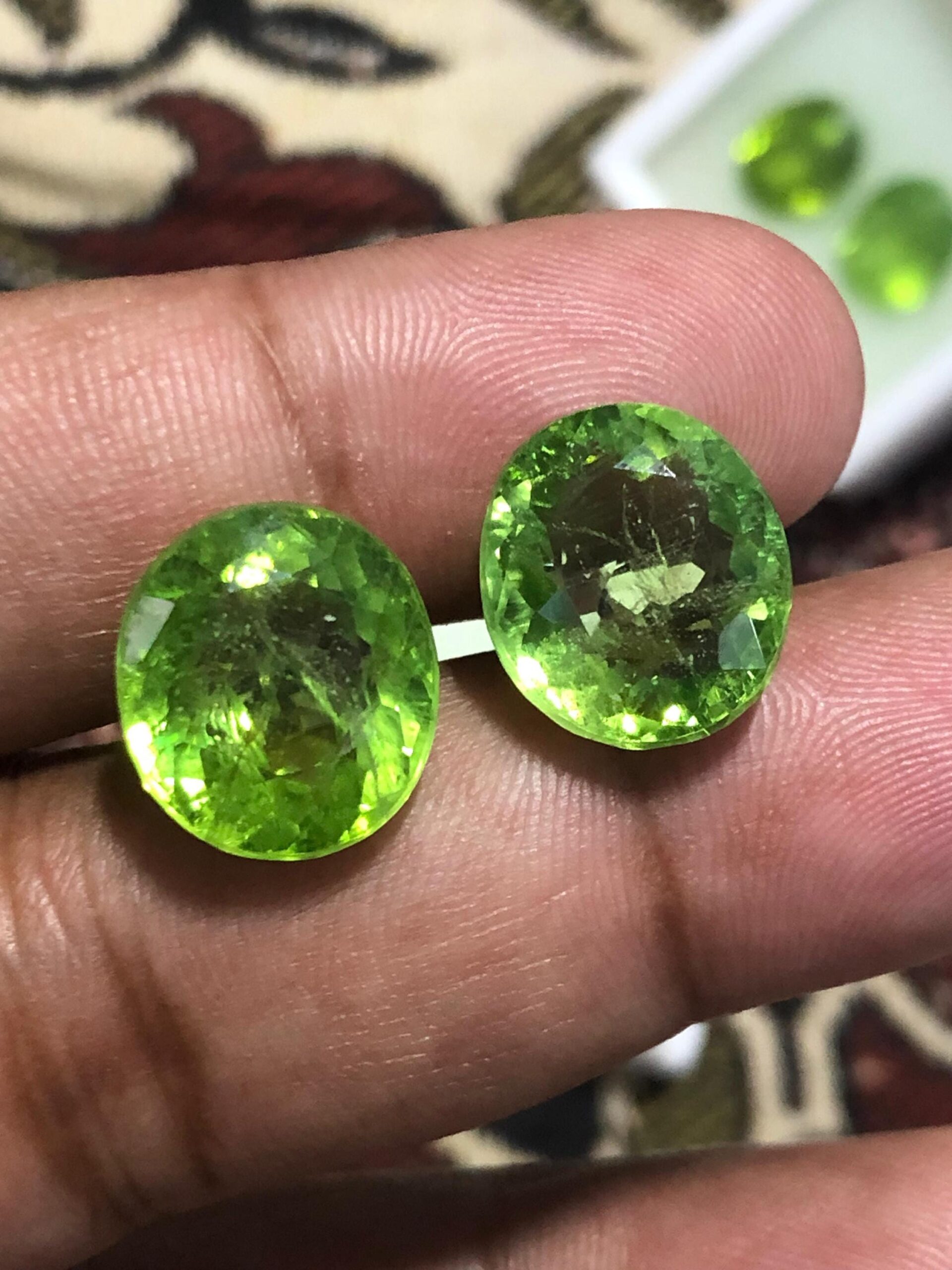 21.695 Carat Oval Cut Peridot Pair | Natural Green Gemstones | Loose Pair for Earrings - Image 3