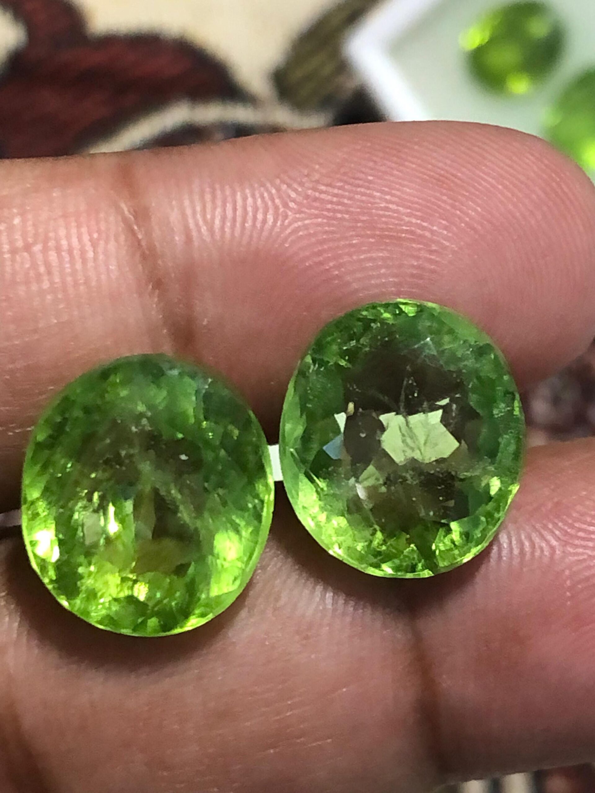 21.695 Carat Oval Cut Peridot Pair | Natural Green Gemstones | Loose Pair for Earrings - Image 2