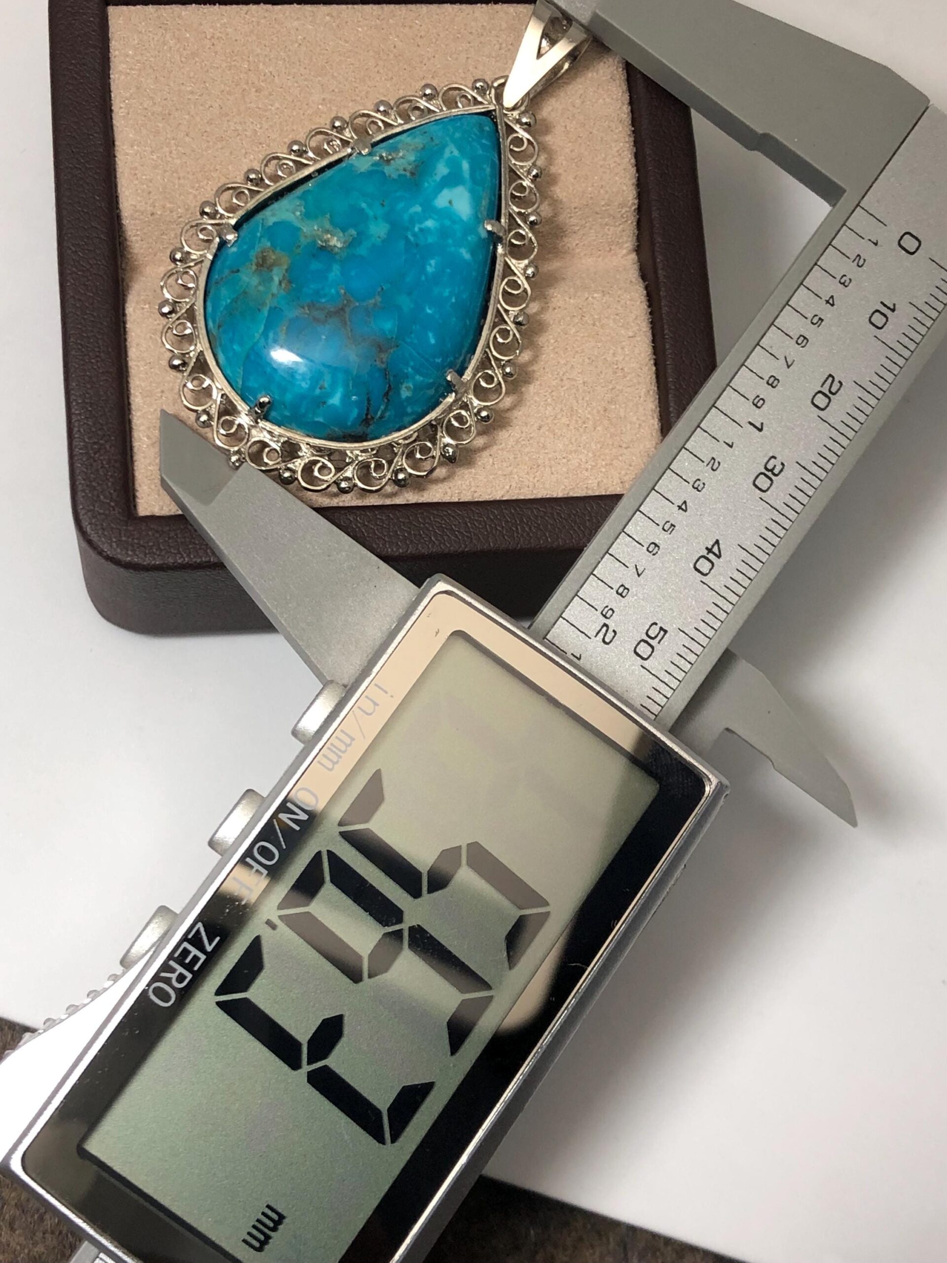 Handmade Teardrop Turquoise Pendant: Sterling Silver Boho Necklace 56.3*33.9 mm - Image 10