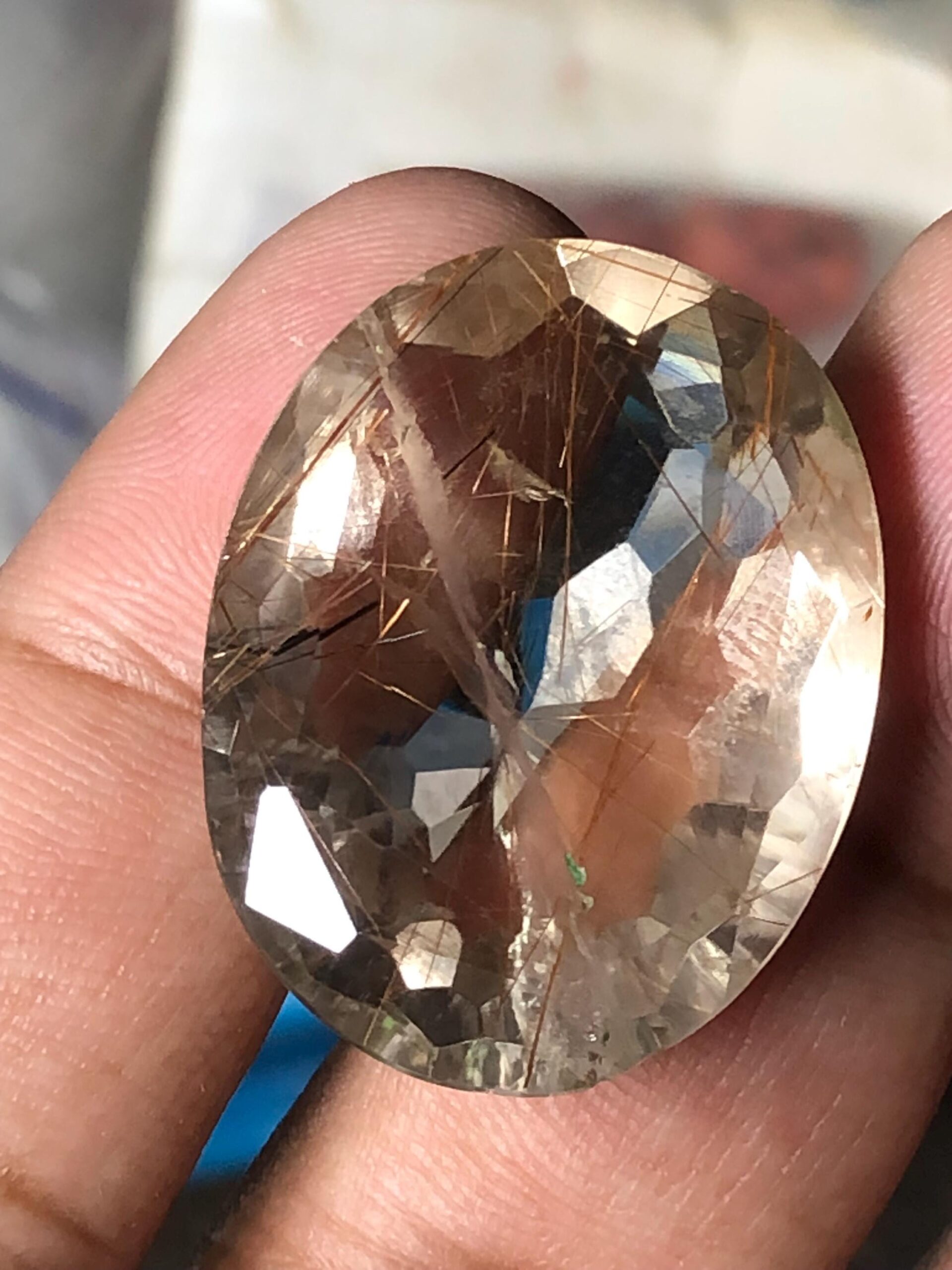Natural Golden Rutilated Quartz Gemstone – 49.07 Ct | 30×22.8 mm | Premium Rutile Needles - Image 2