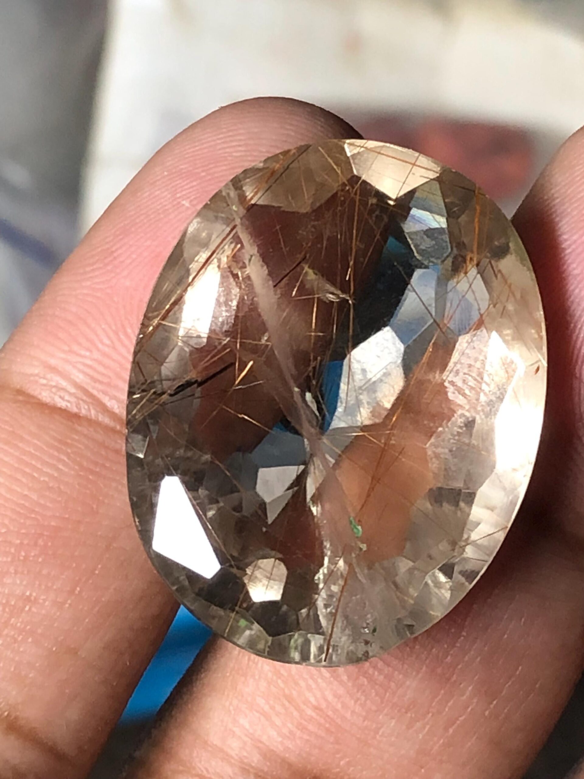 Natural Golden Rutilated Quartz Gemstone – 49.07 Ct | 30×22.8 mm | Premium Rutile Needles - Image 3