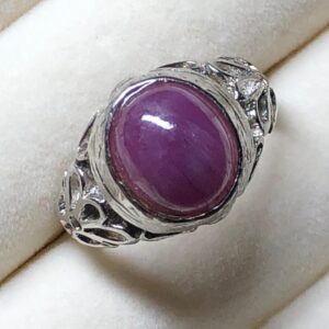 Natural Ruby Cabochon Ring in 925 Sterling Silver – Handmade Vintage-Style Statement Ring