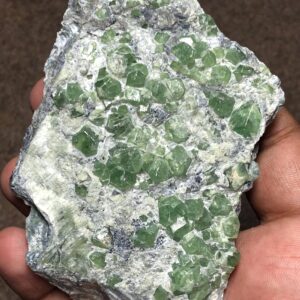 Natural Demantoid Garnet • Raw Green Crystal Cluster in Matrix
