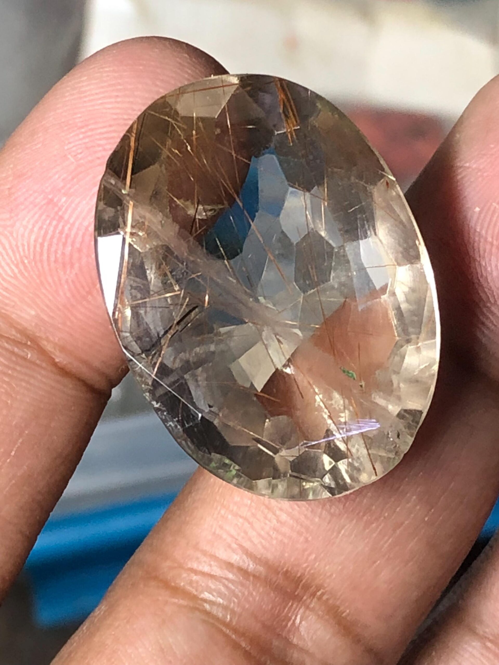 Natural Golden Rutilated Quartz Gemstone – 49.07 Ct | 30×22.8 mm | Premium Rutile Needles - Image 4