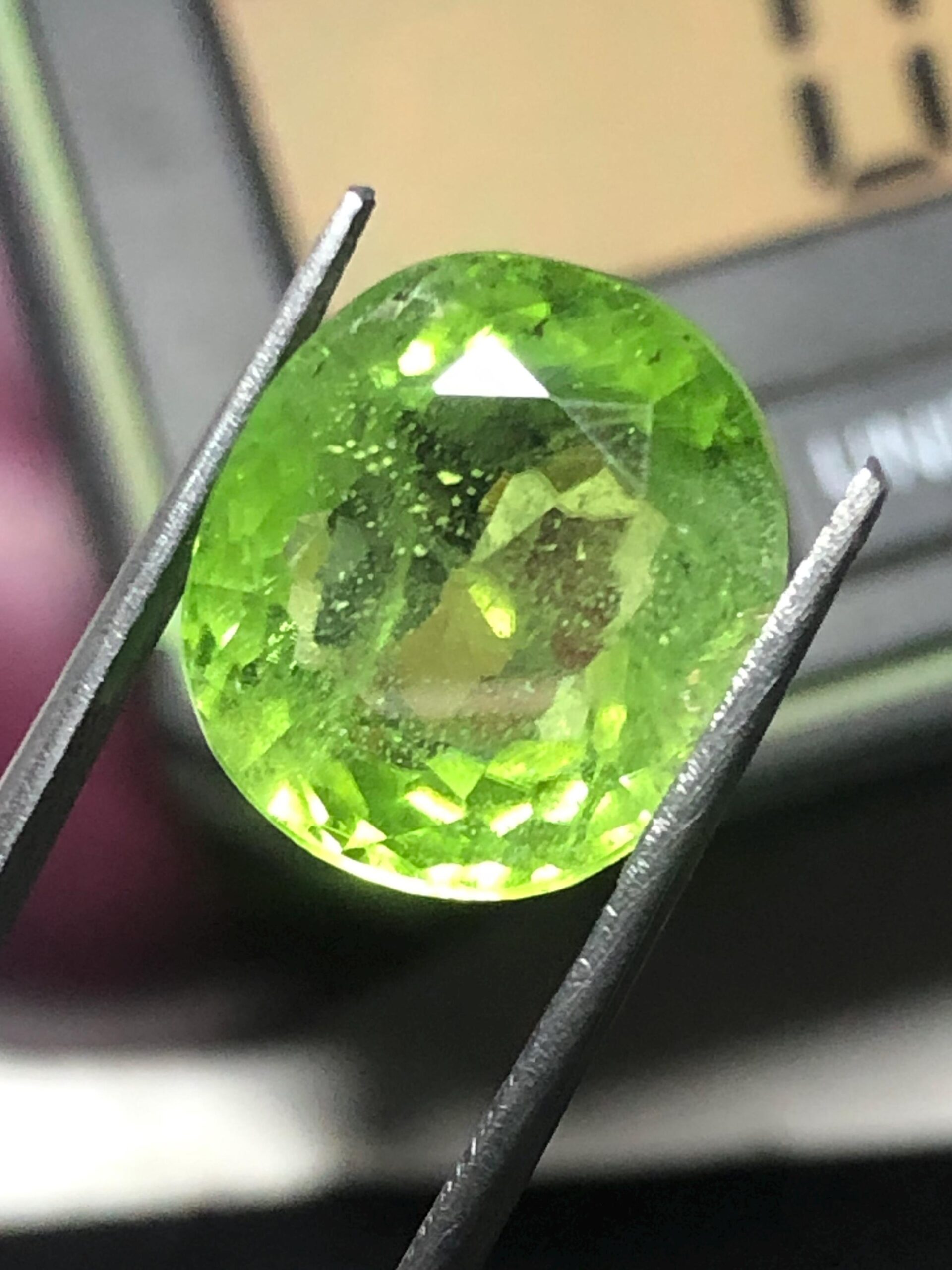 Natural 15.795 Carat Suppat Valley Peridot | Green Cushion Cut Loose Gemstone - Image 3