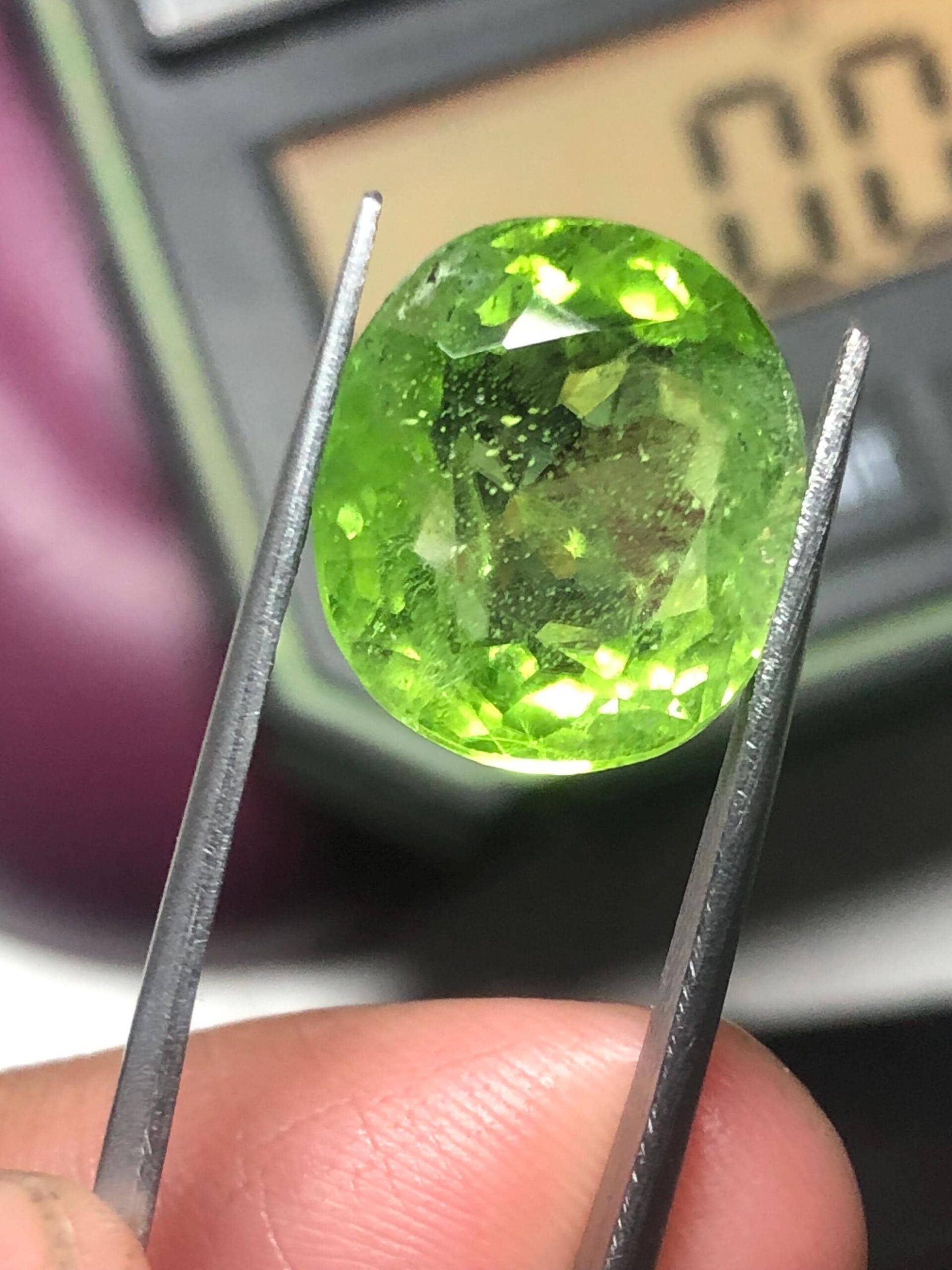Natural 15.795 Carat Suppat Valley Peridot | Green Cushion Cut Loose Gemstone - Image 6