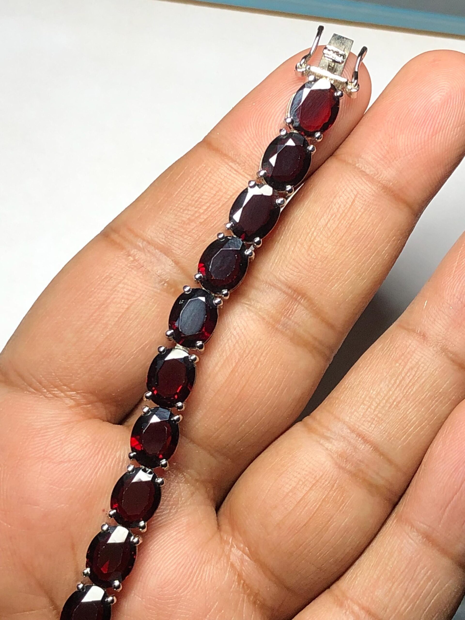 Natural Rhodolite Tennis Bracelet | 925 Sterling Silver, Capricorn–Aquarius Star Gem, length 7 inch - Image 5