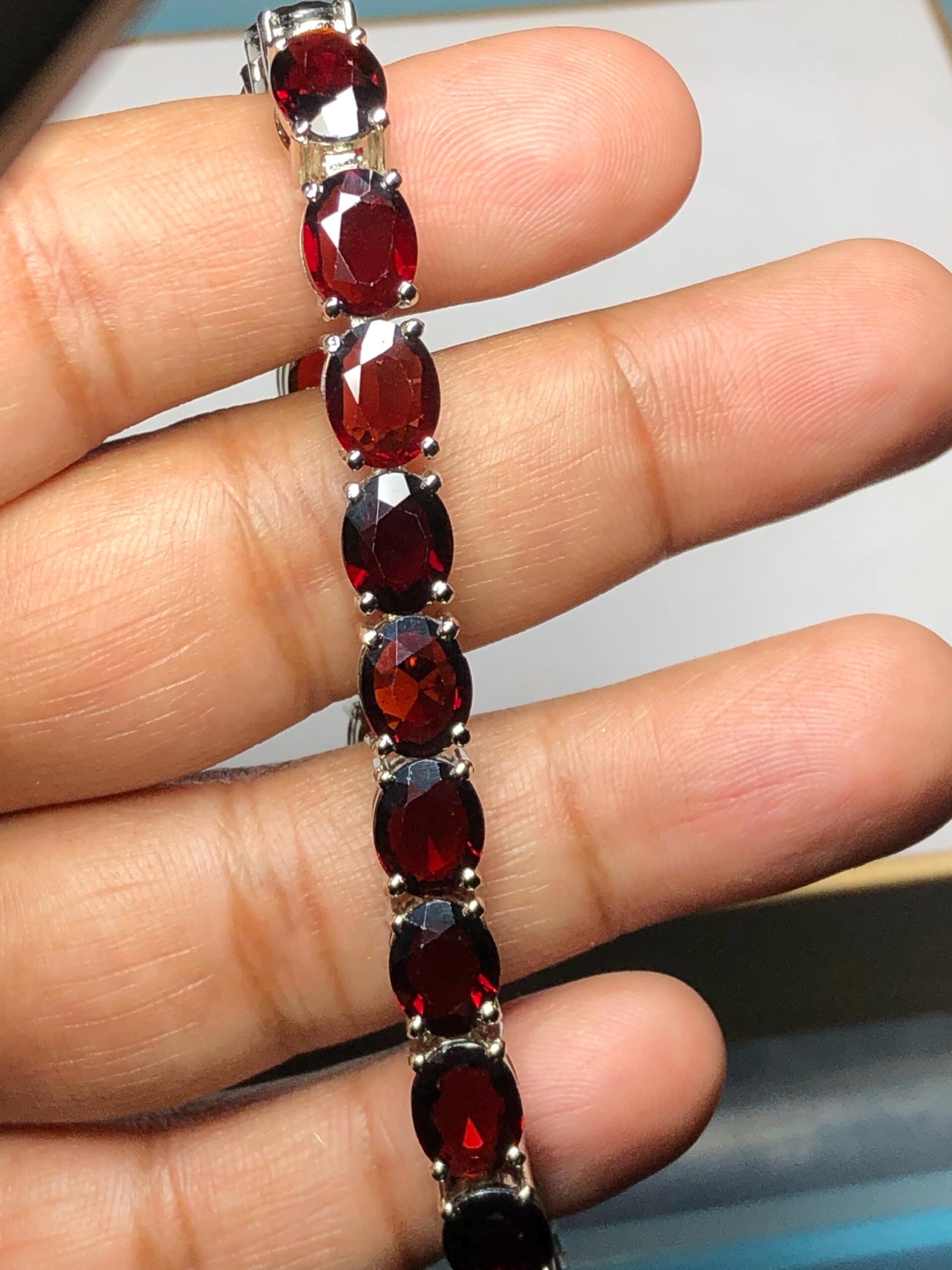 Natural Rhodolite Tennis Bracelet | 925 Sterling Silver, Capricorn–Aquarius Star Gem, length 7 inch - Image 4