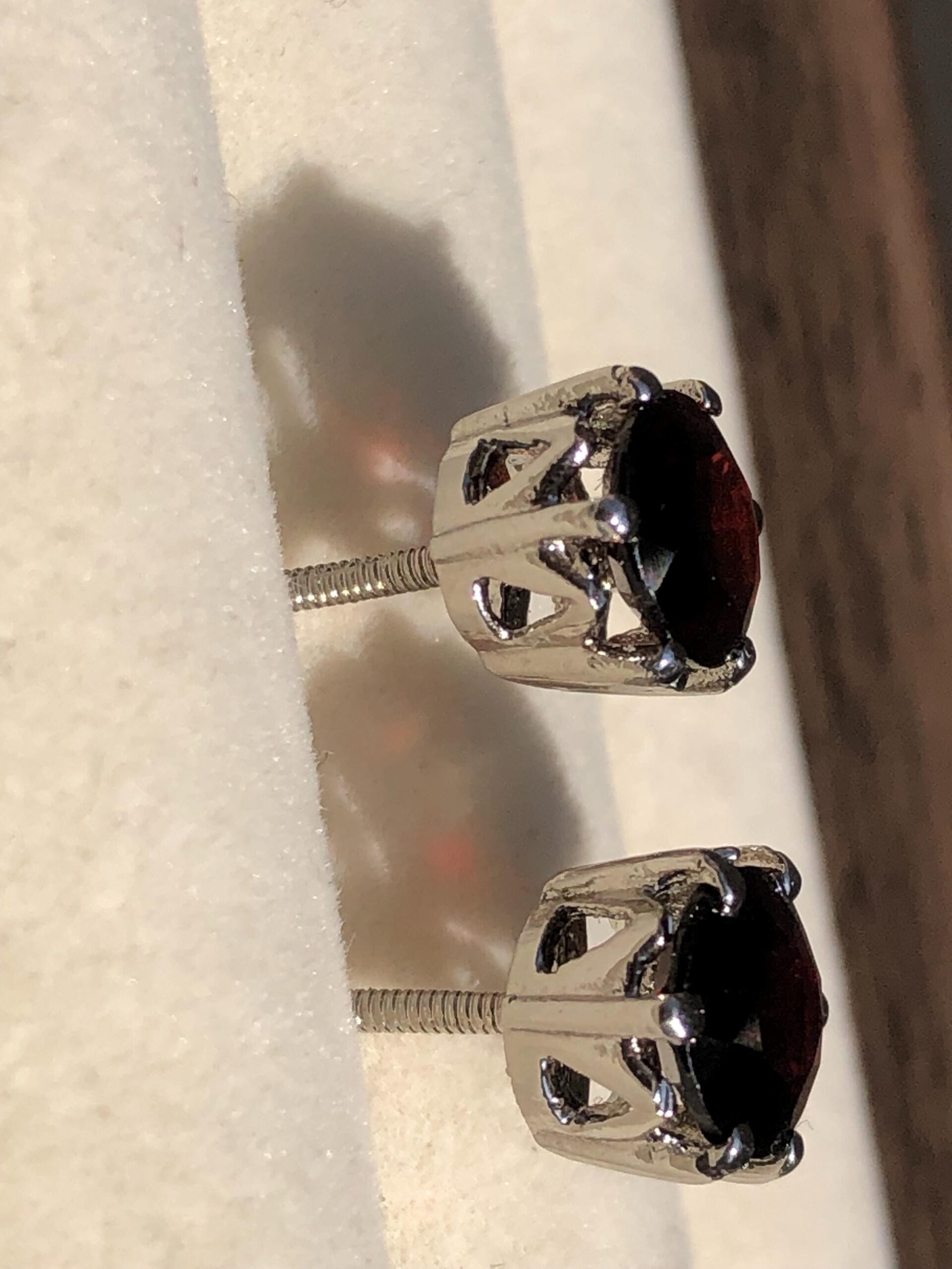 natural Rhodolite Garnet Stud Earrings | Oval 925 Sterling Silver, Handmade - Image 7