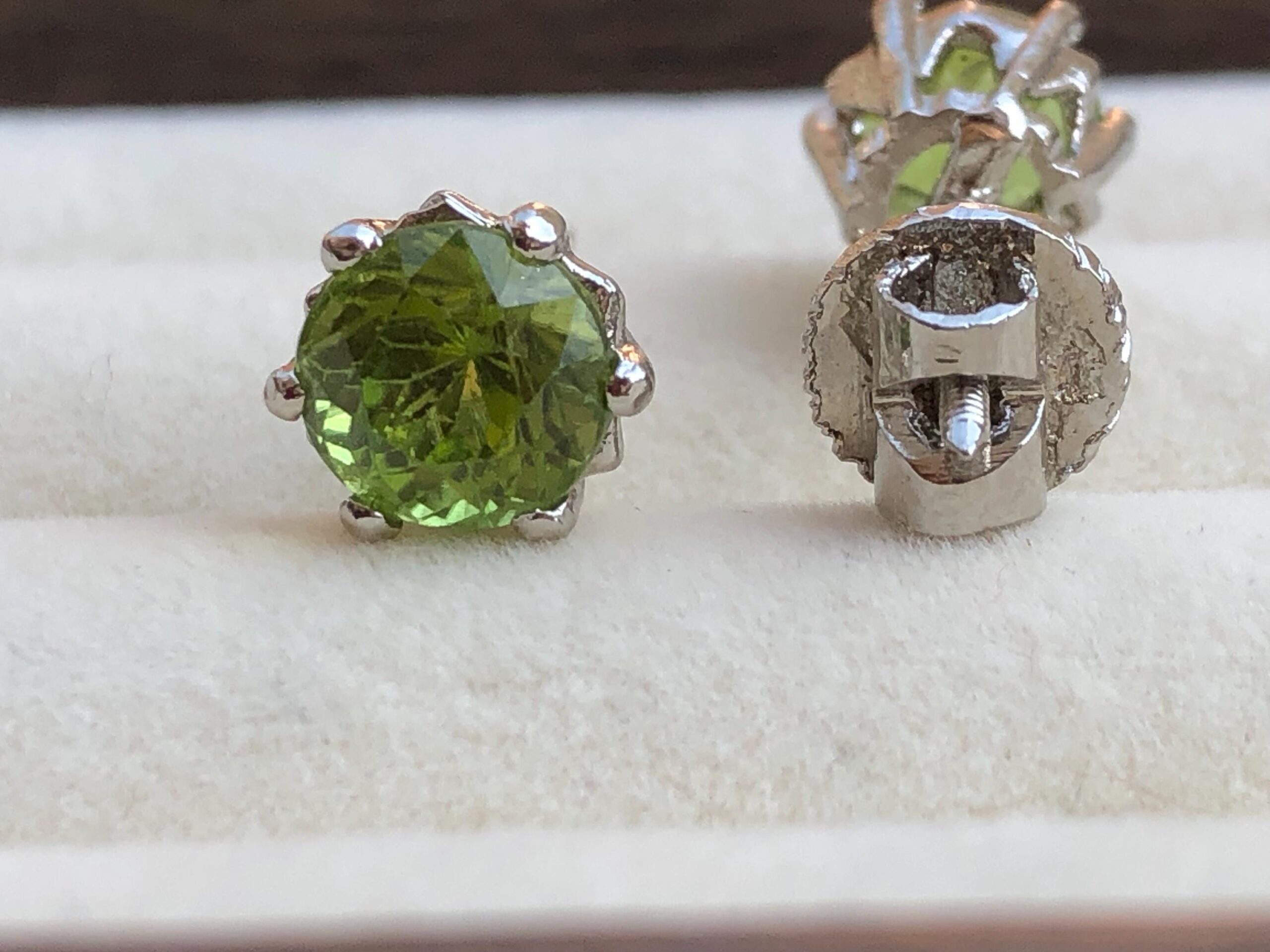 Natural Peridot Stud Earrings | 7.3mm Sterling Silver | Zodiac Gem Studs for Leo & Virgo - Image 4