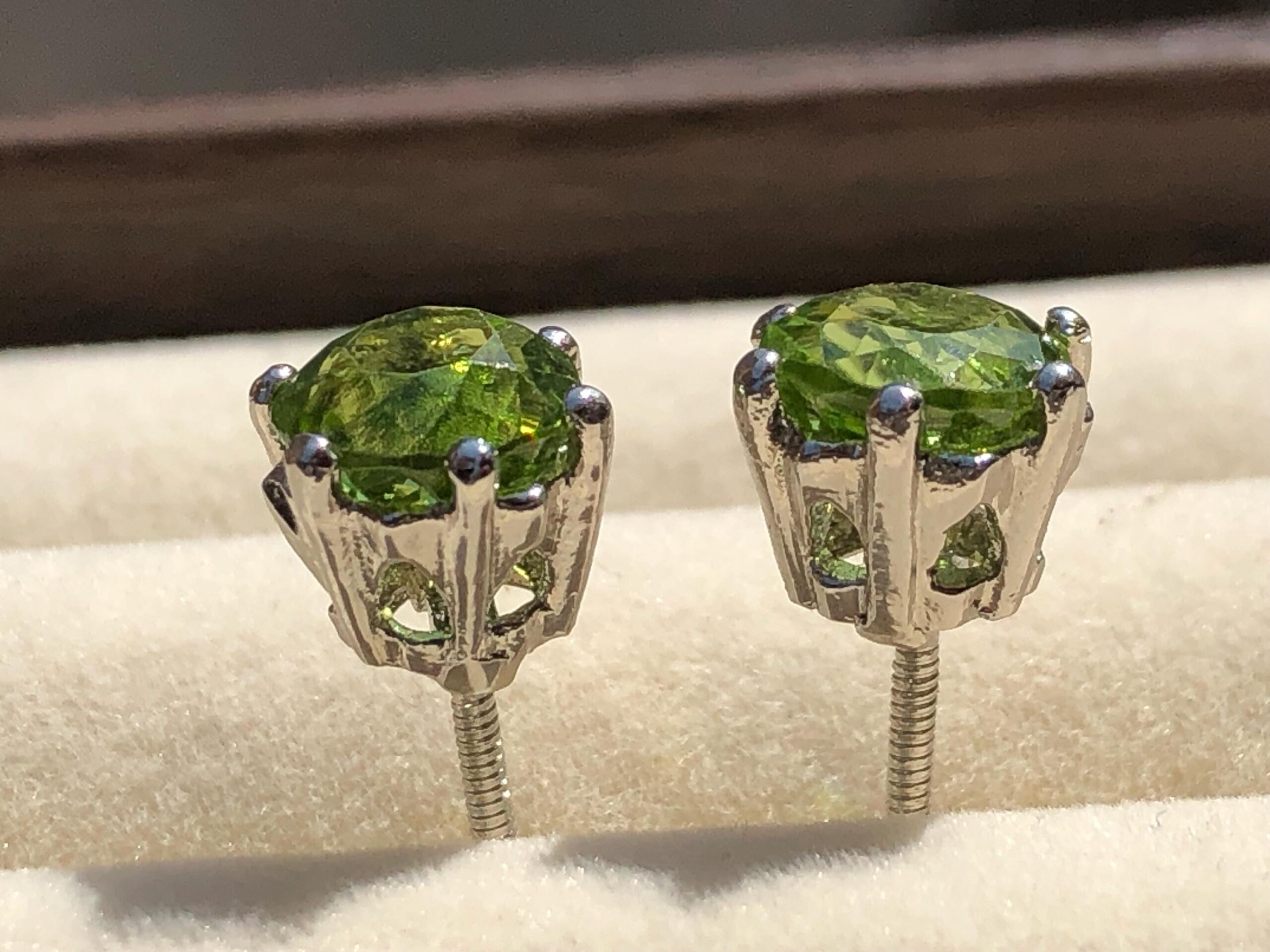 Natural Peridot Stud Earrings | 7.3mm Sterling Silver | Zodiac Gem Studs for Leo & Virgo - Image 3