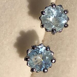 Natural Aquamarine Stud Earrings | 925 Sterling Silver, March Birthstone