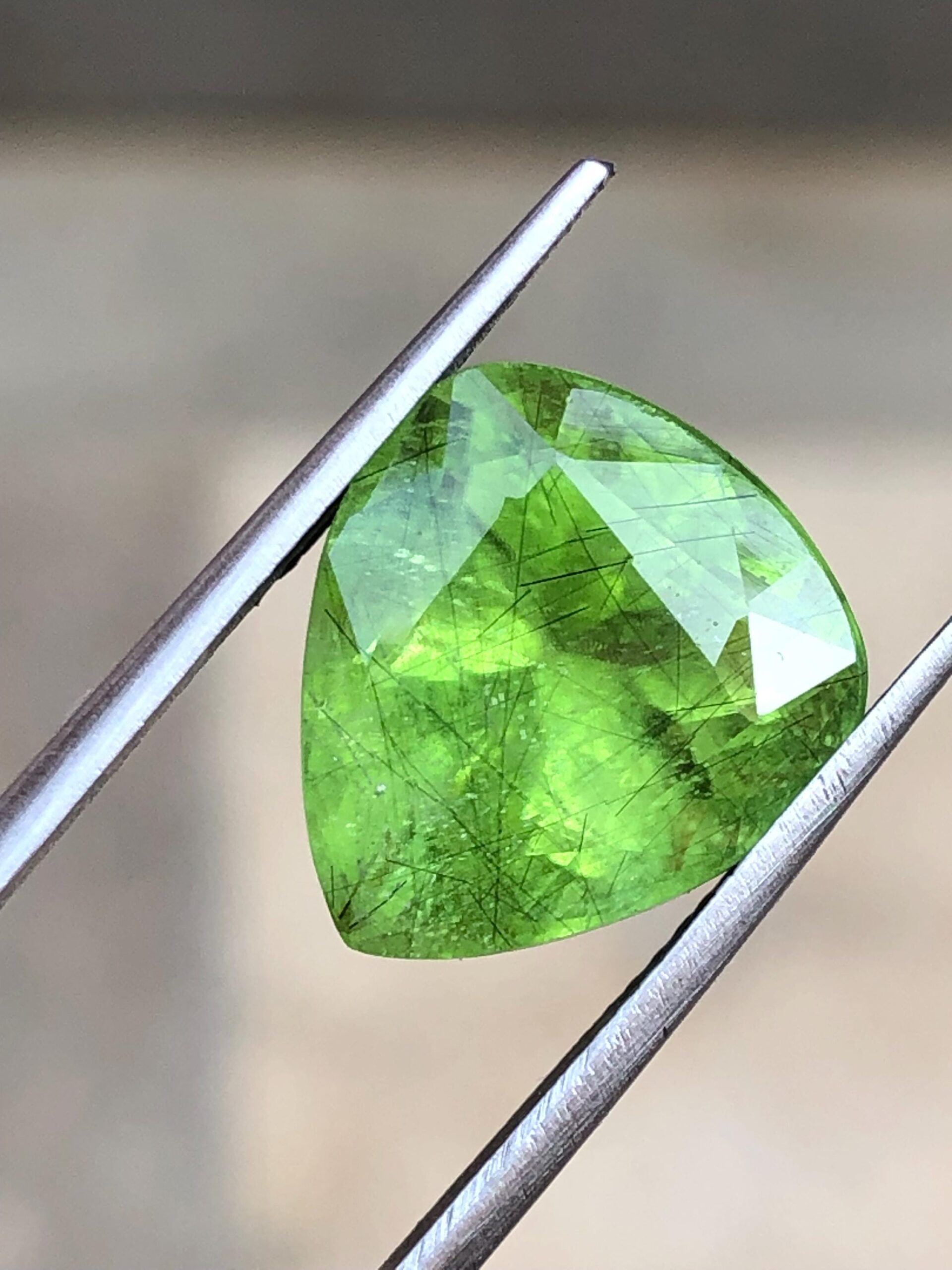 Natural Rutile Peridot Gemstone | 10.58 Carat Trillion Cut, Pakistan Mine - Image 8