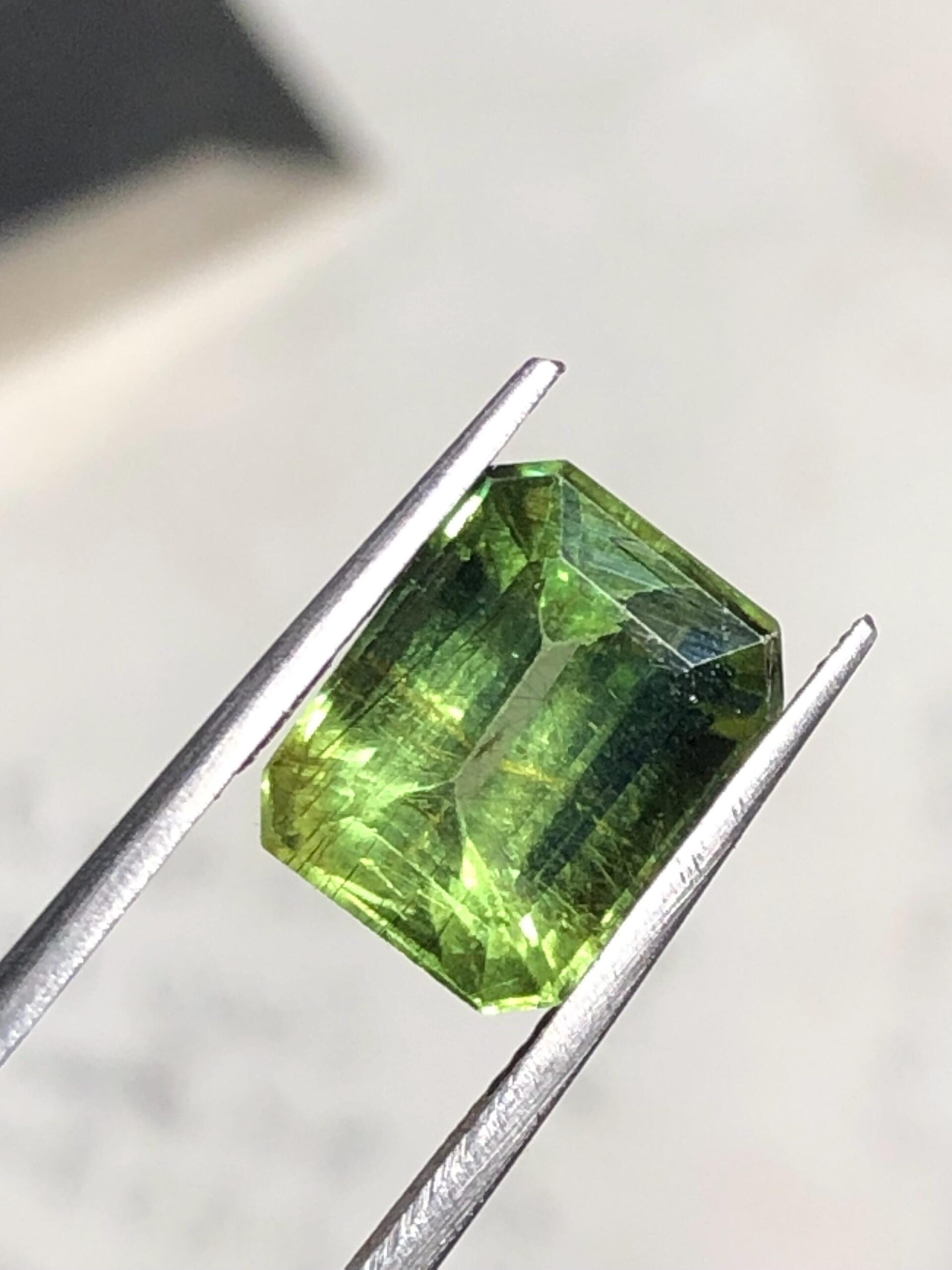 Natural Emerald Cut Rutile Peridot Gemstone | 7.10 Carat Pakistan Mine - Image 3