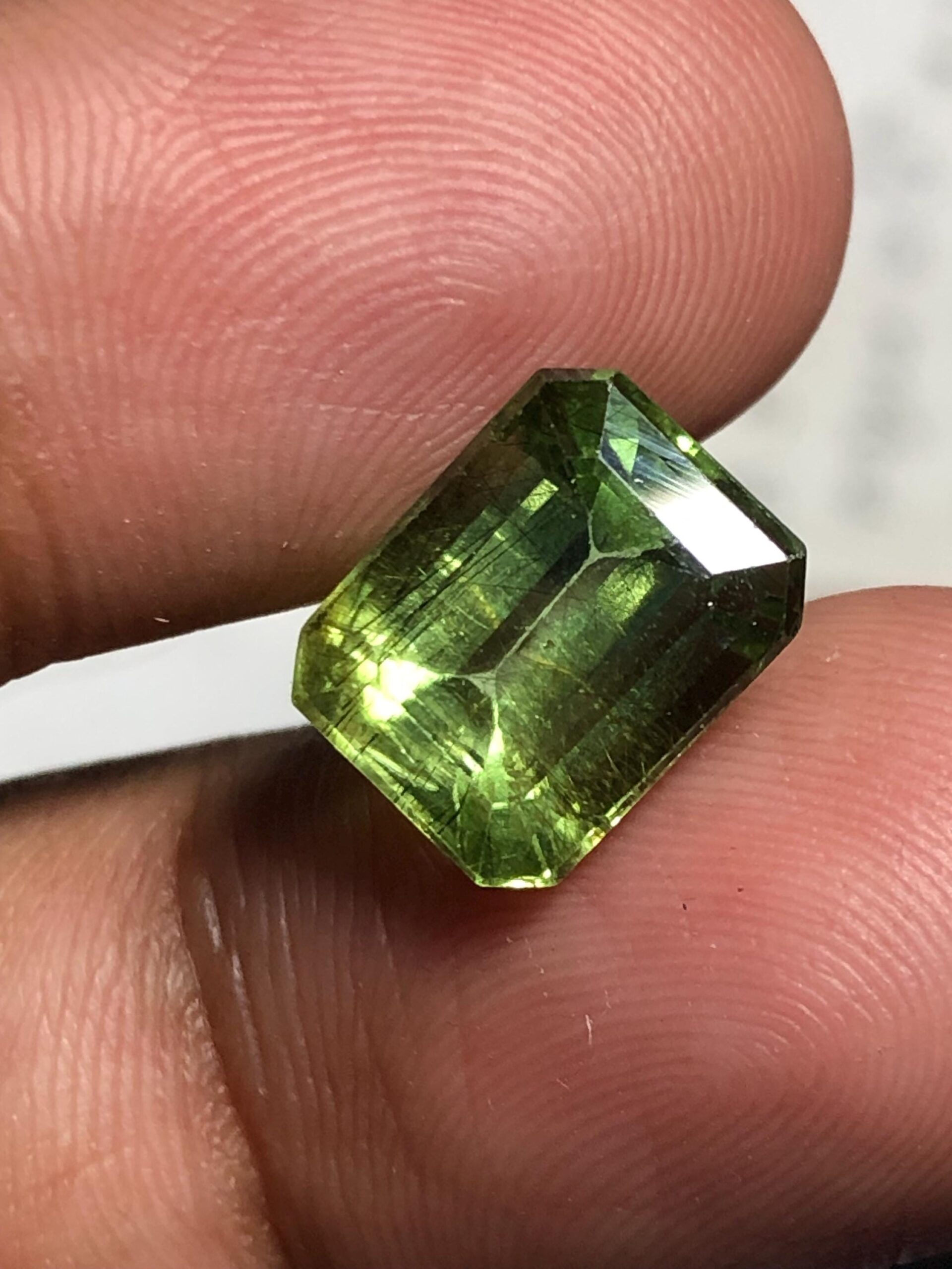 Natural Emerald Cut Rutile Peridot Gemstone | 7.10 Carat Pakistan Mine - Image 4