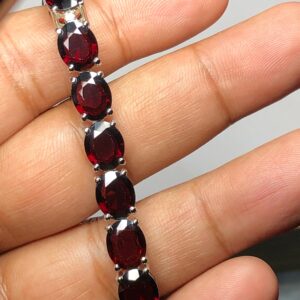 Natural Rhodolite Tennis Bracelet | 925 Sterling Silver, Capricorn–Aquarius Star Gem, length 7 inch