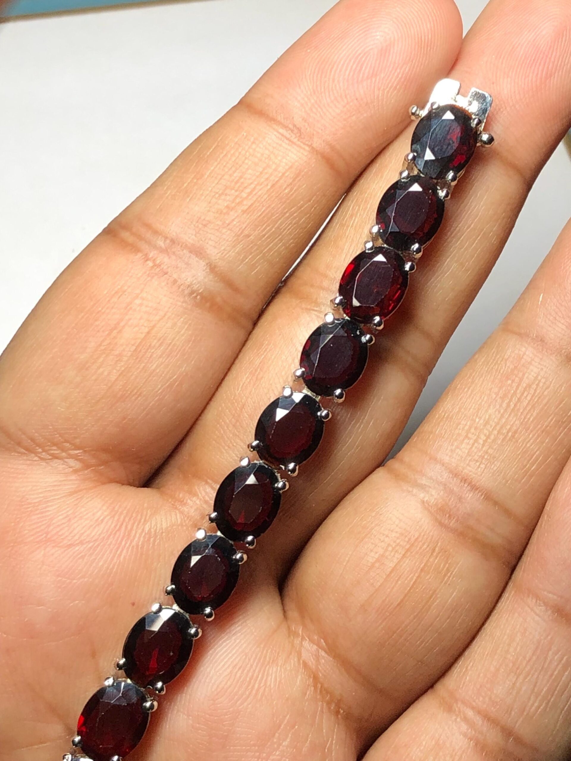 Natural Rhodolite Tennis Bracelet | 925 Sterling Silver, Capricorn–Aquarius Star Gem, length 7 inch - Image 6