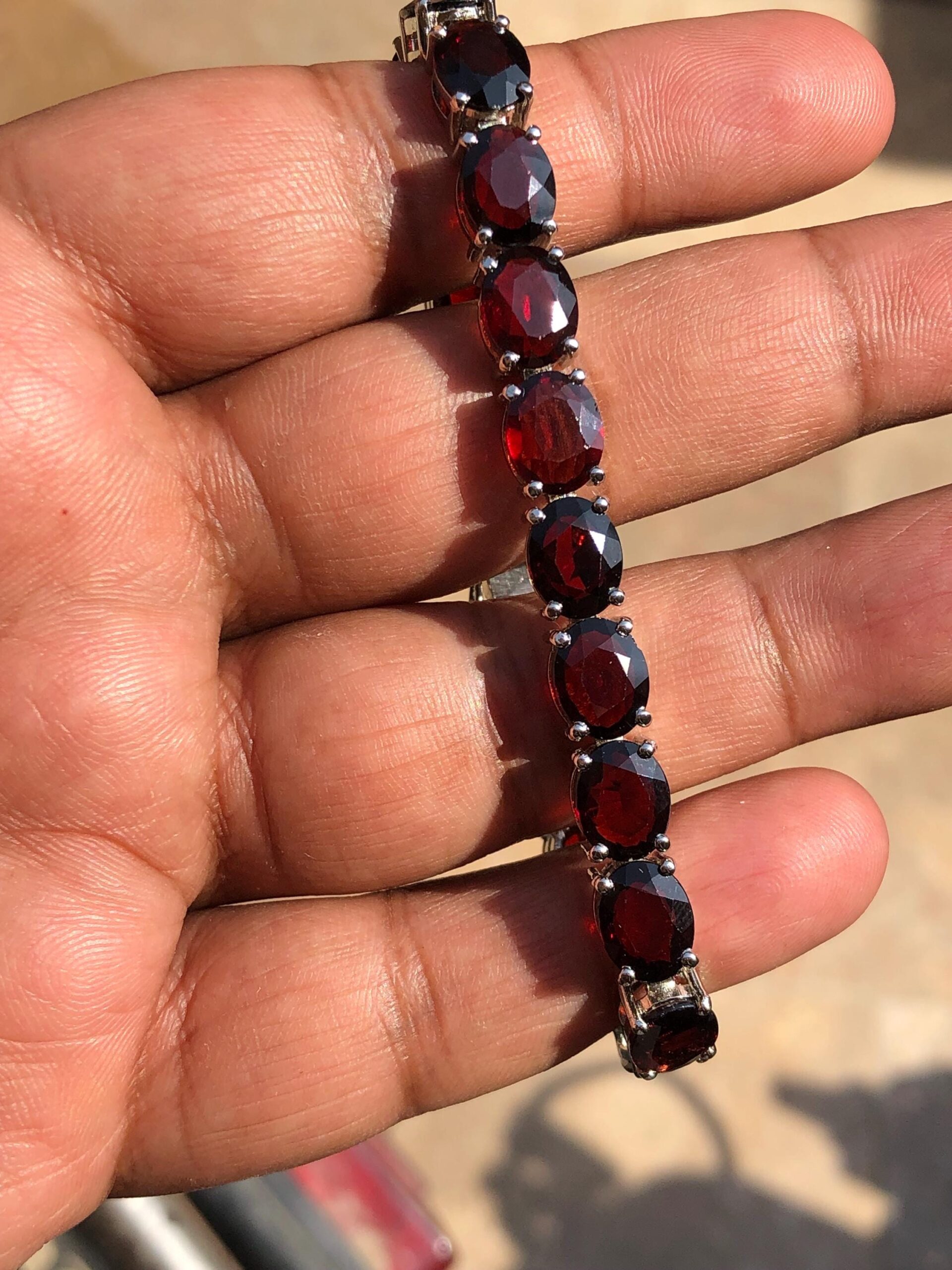 Natural Rhodolite Tennis Bracelet | 925 Sterling Silver, Capricorn–Aquarius Star Gem, length 7 inch - Image 9