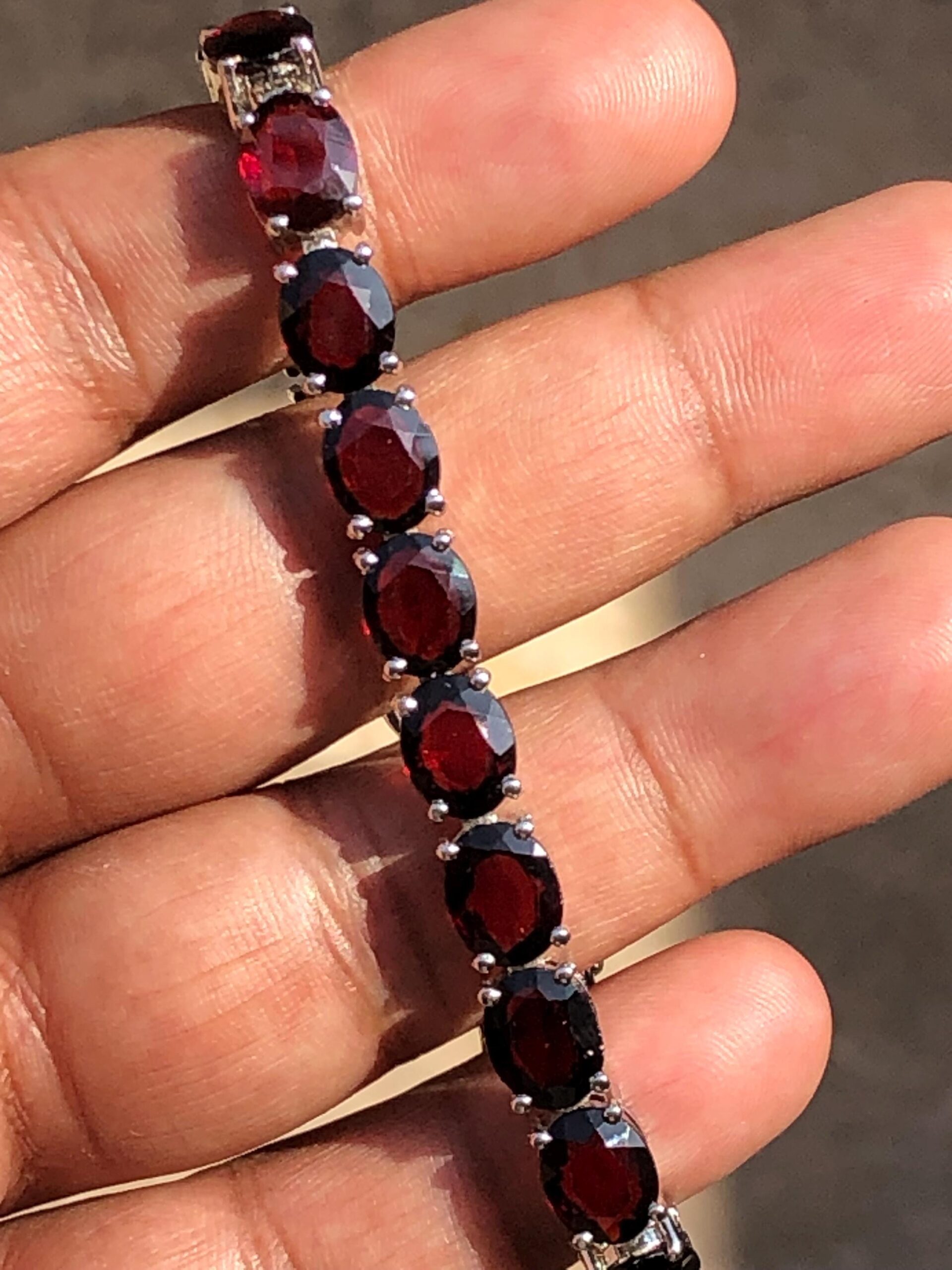Natural Rhodolite Tennis Bracelet | 925 Sterling Silver, Capricorn–Aquarius Star Gem, length 7 inch - Image 8