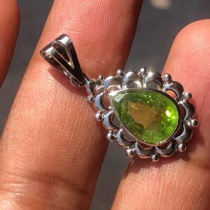 Natural Peridot Pendant Necklace | 925 Sterling Silver Locket | August Birthstone Jewelry