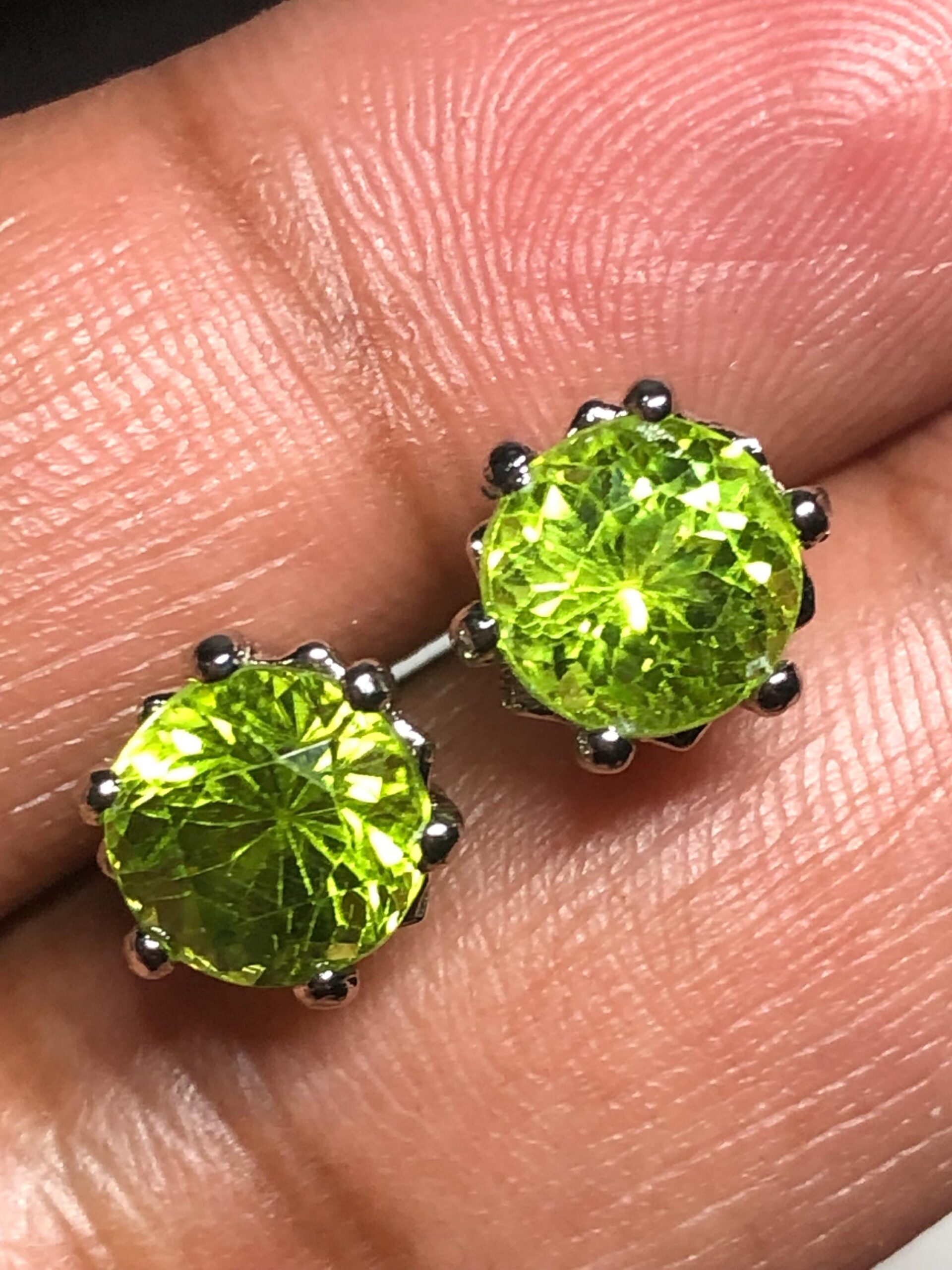 Natural Peridot Stud Earrings | 7.3mm Sterling Silver | Zodiac Gem Studs for Leo & Virgo - Image 2