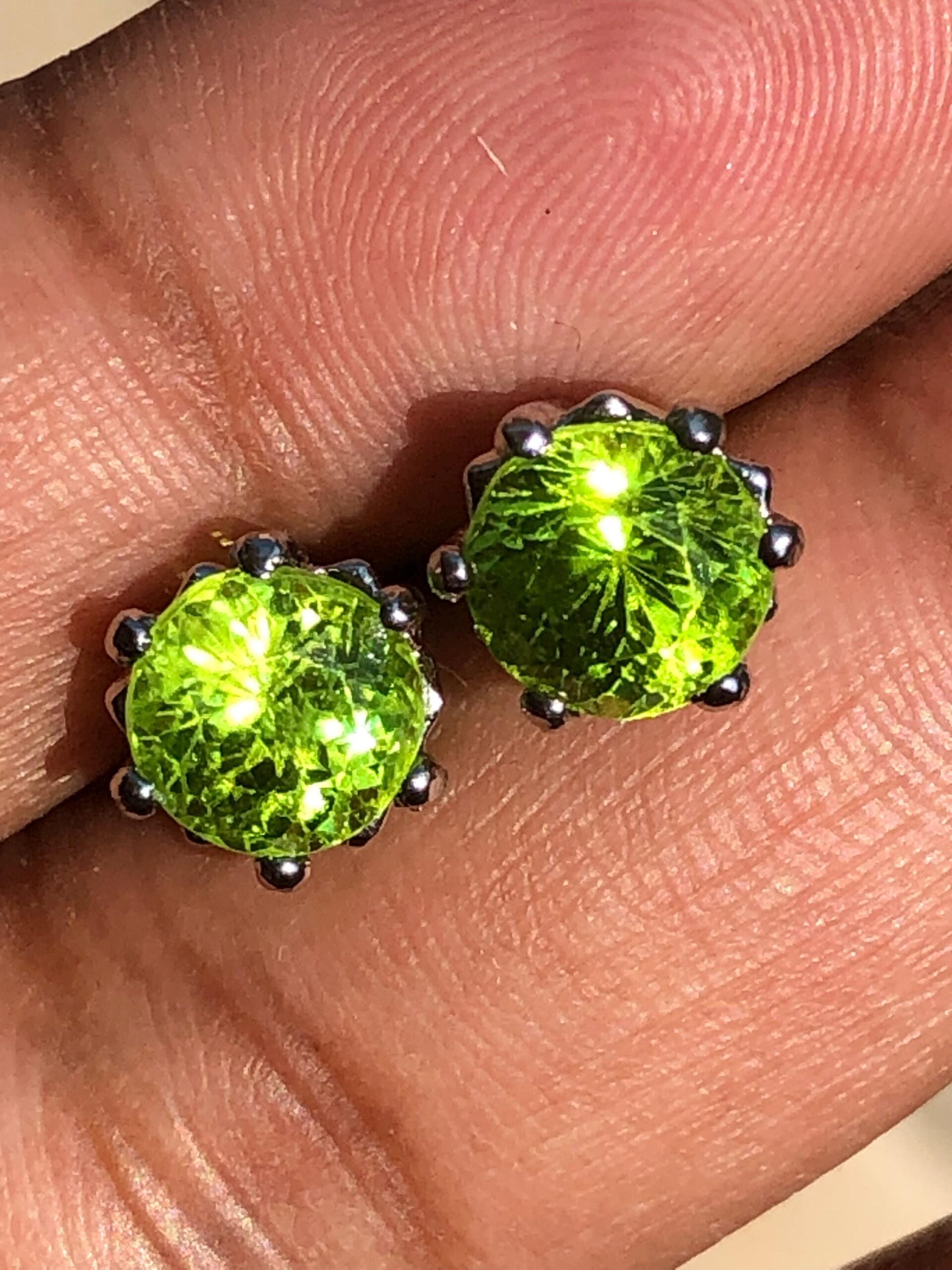Natural Peridot Stud Earrings | 7.3mm Sterling Silver | Zodiac Gem Studs for Leo & Virgo - Image 5