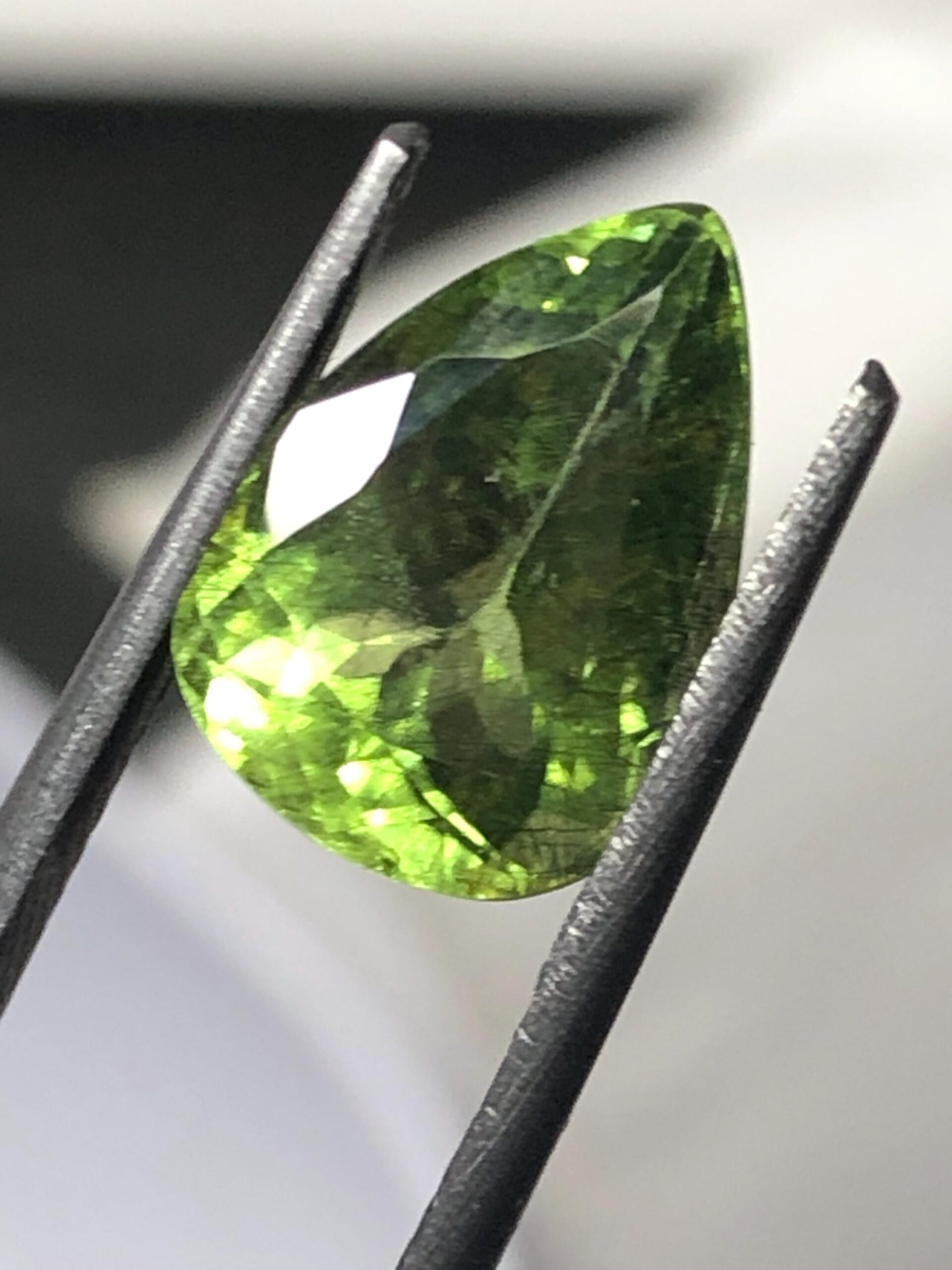 4.74 Ct Natural Rutile Peridot 9.1x12.4 mm Trillion Cut – Green Peridot with Needle Inclusions - Image 3