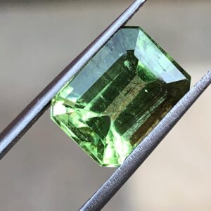 Natural Emerald Cut Rutile Peridot Gemstone | 7.10 Carat Pakistan Mine