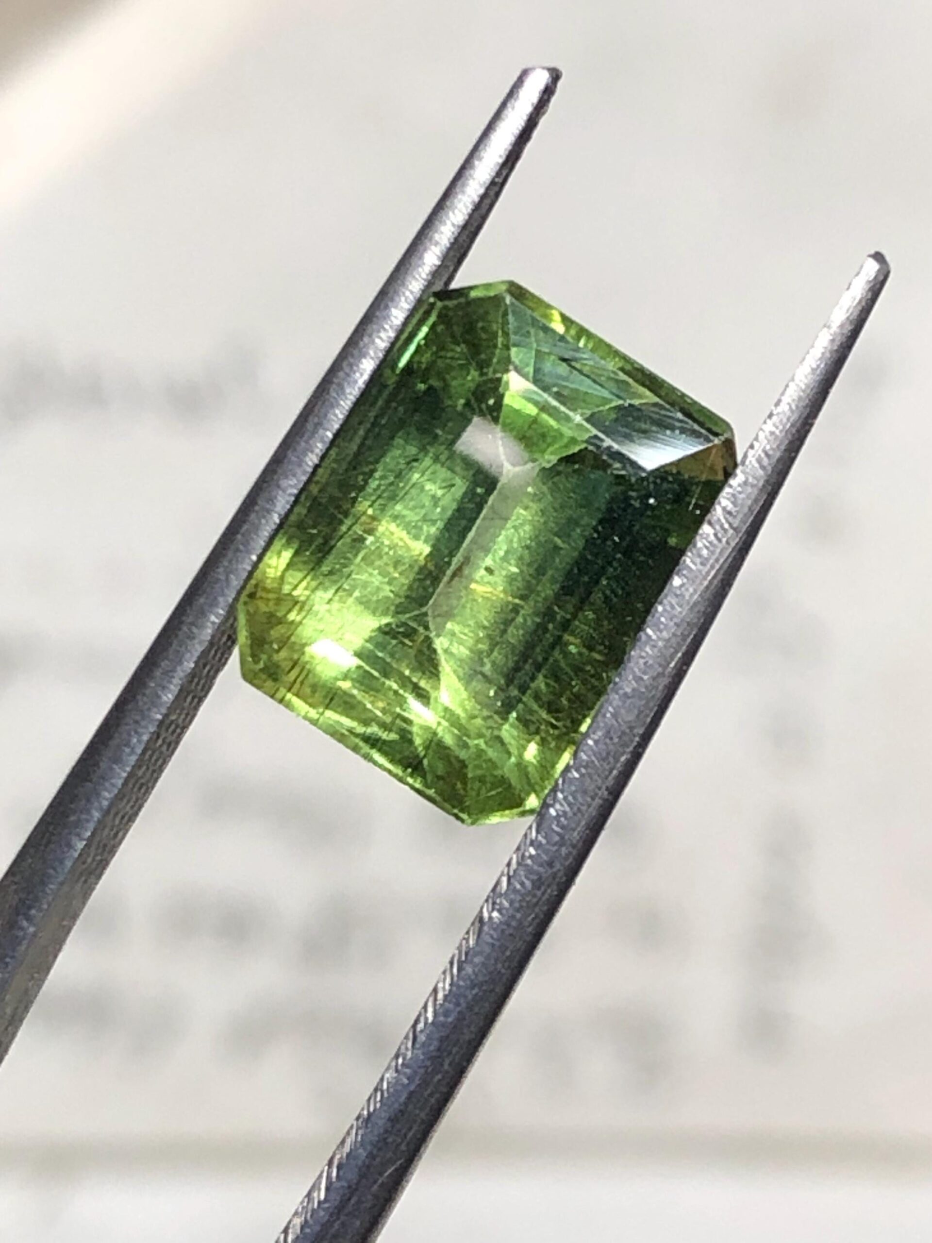 Natural Emerald Cut Rutile Peridot Gemstone | 7.10 Carat Pakistan Mine - Image 2