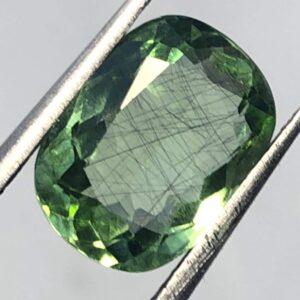 Natural Rutile Peridot Oval Gemstone – Green Needle Inclusions for Ring Pendant