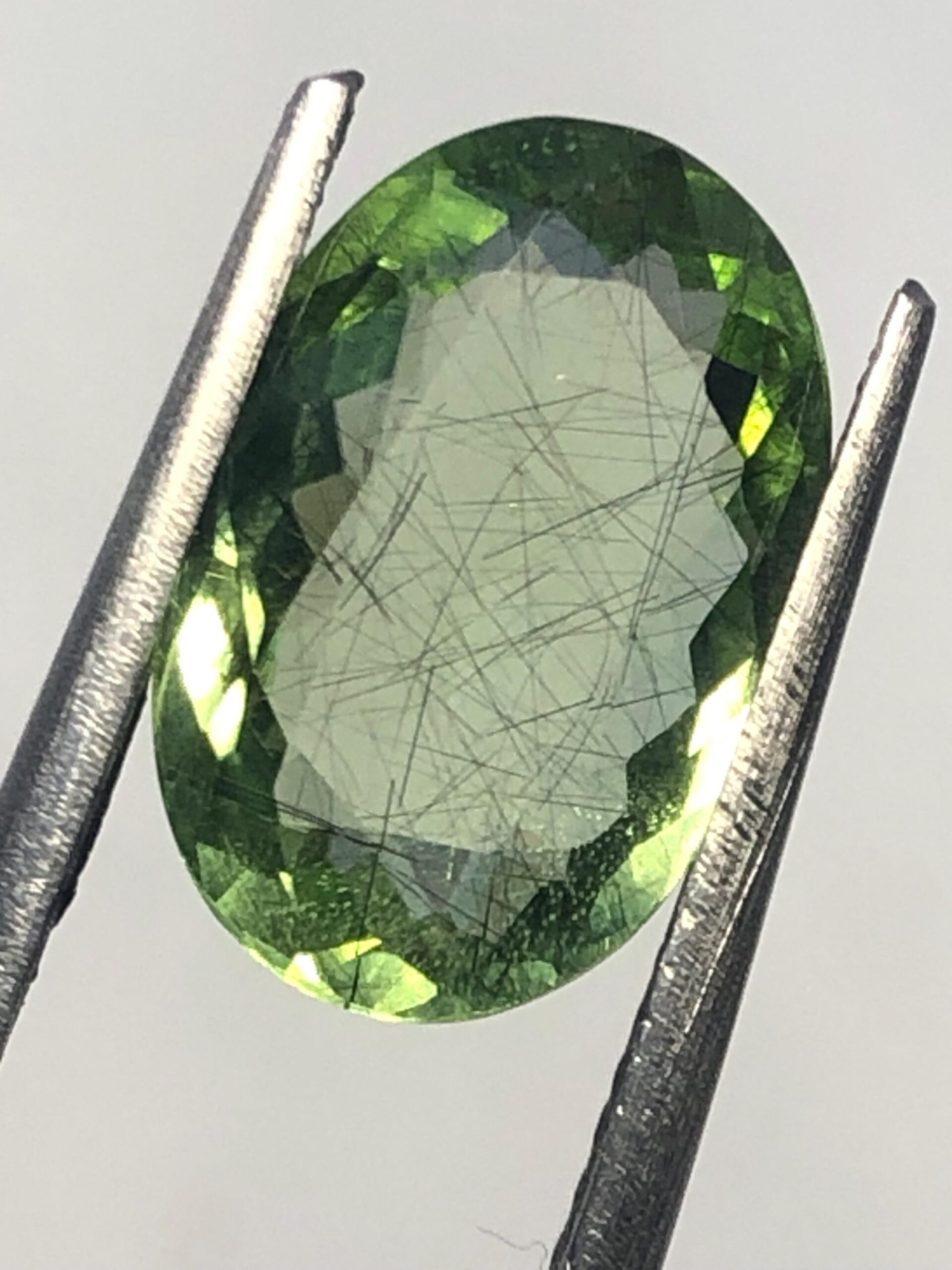 Natural Rutile Peridot Oval Gemstone – Green Needle Inclusions for Rings, Pendants – Pakistan Mine - Image 5