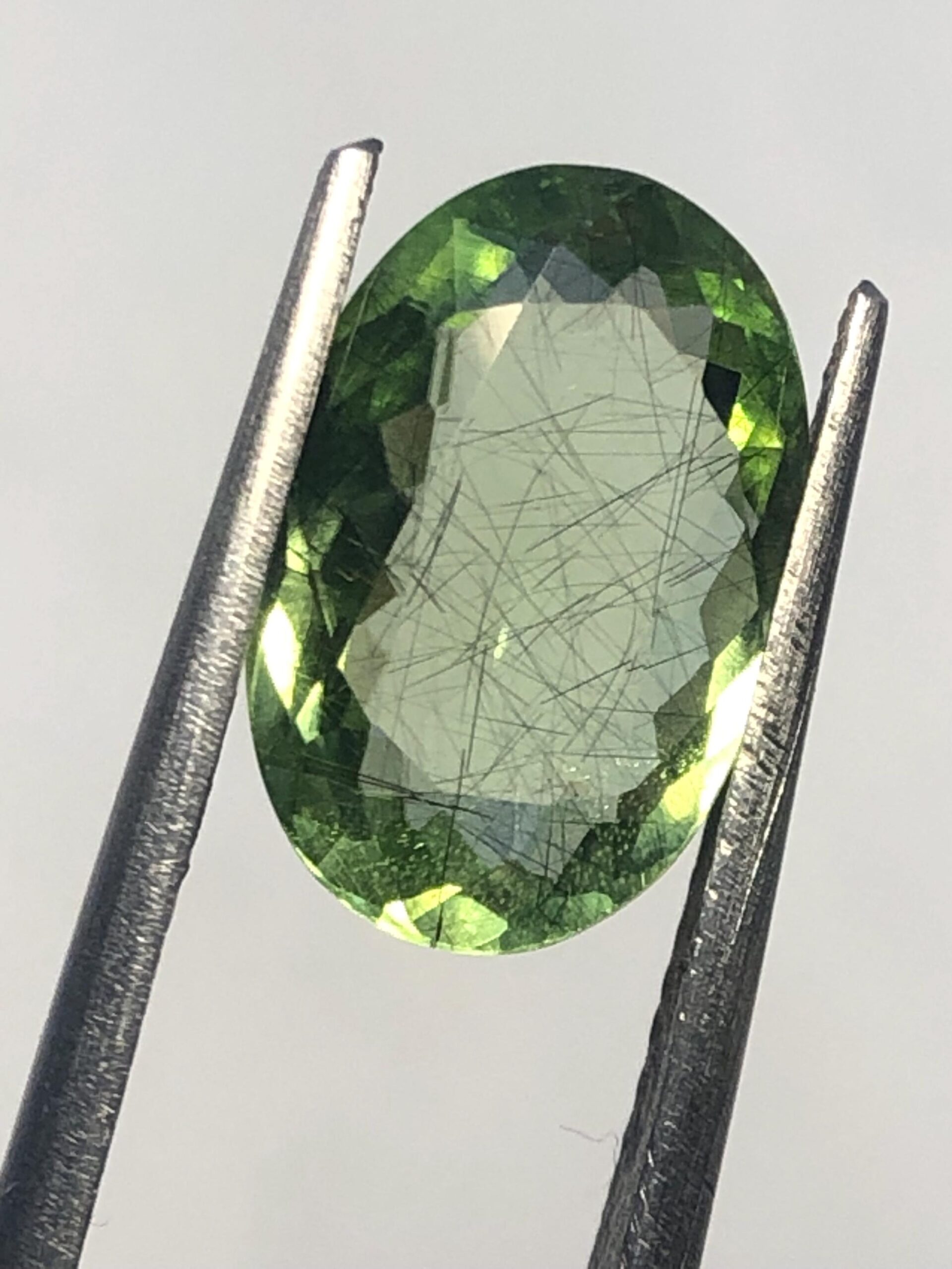 Natural Rutile Peridot Oval Gemstone – Green Needle Inclusions for Rings, Pendants – Pakistan Mine - Image 6