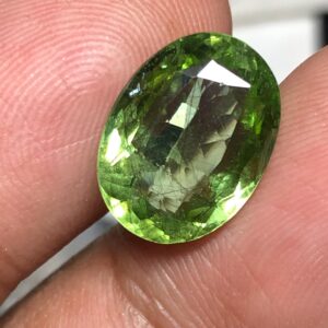 Natural Oval Rutile Peridot Gemstone | 6.525 Carat Pakistan Mine, August Birthstone