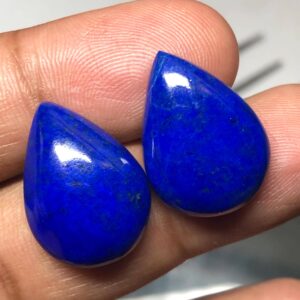 Natural Lapis Lazuli Pear Cabochons – Deep Royal Blue Gemstones for Earrings Jewelry - 27.30 crt