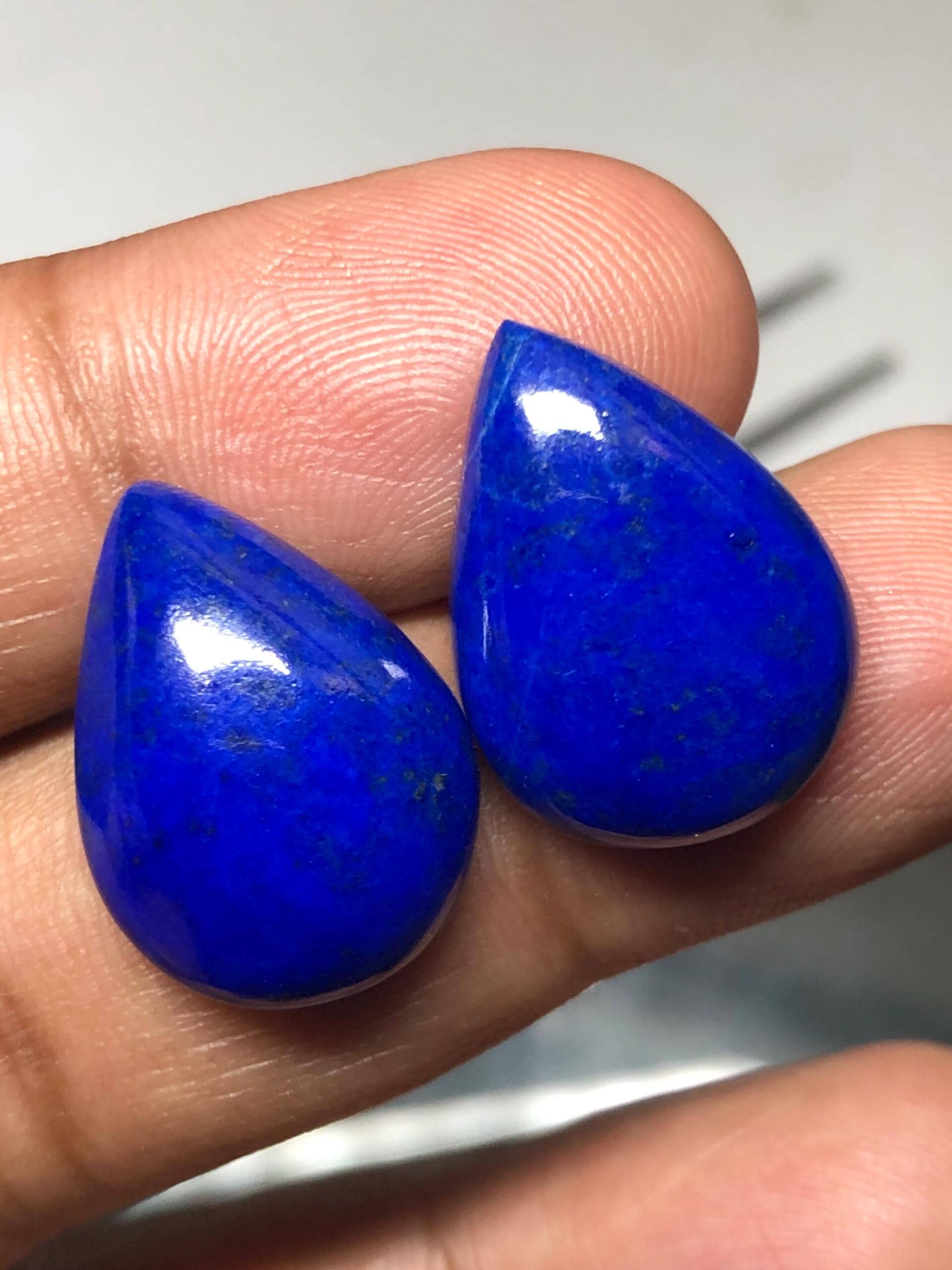 Natural Lapis Lazuli Pear Cabochons – Deep Royal Blue Gemstones for Earrings Jewelry - 27.30 crt