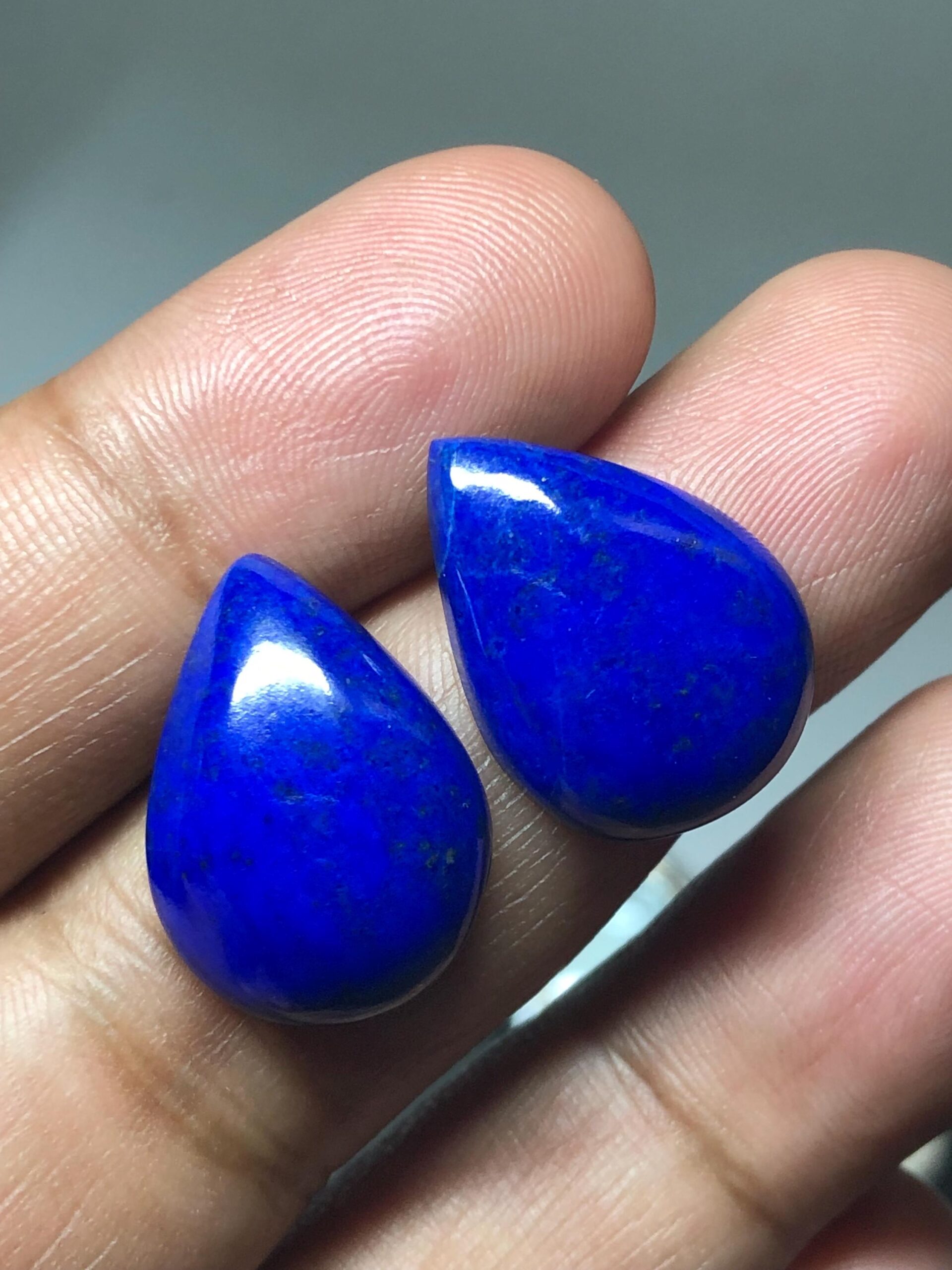 Natural Lapis Lazuli Pear Cabochons – Deep Royal Blue Gemstones for Earrings Jewelry - 27.30 crt - Image 4