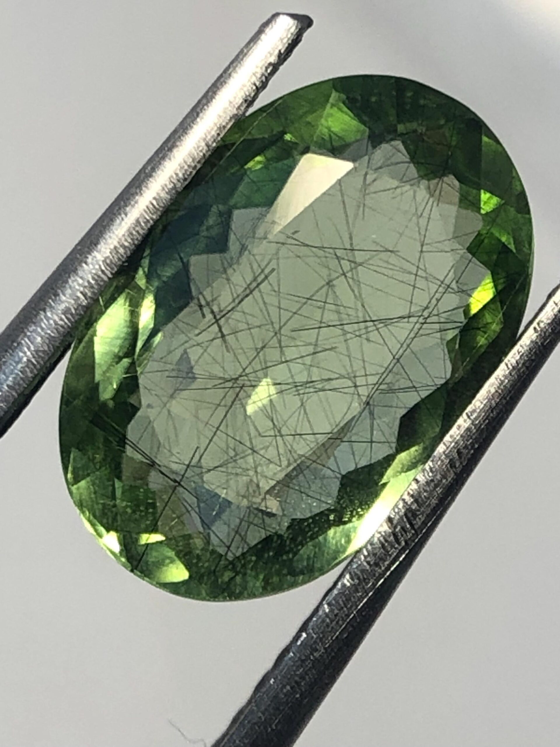Natural Rutile Peridot Oval Gemstone – Green Needle Inclusions for Rings, Pendants – Pakistan Mine - Image 2