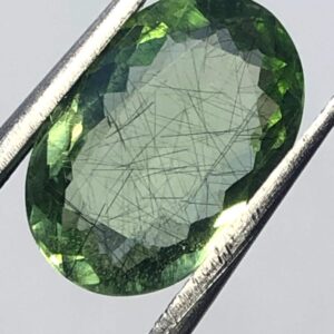 Natural Rutile Peridot Oval Gemstone – Green Needle Inclusions for Rings, Pendants – Pakistan Mine