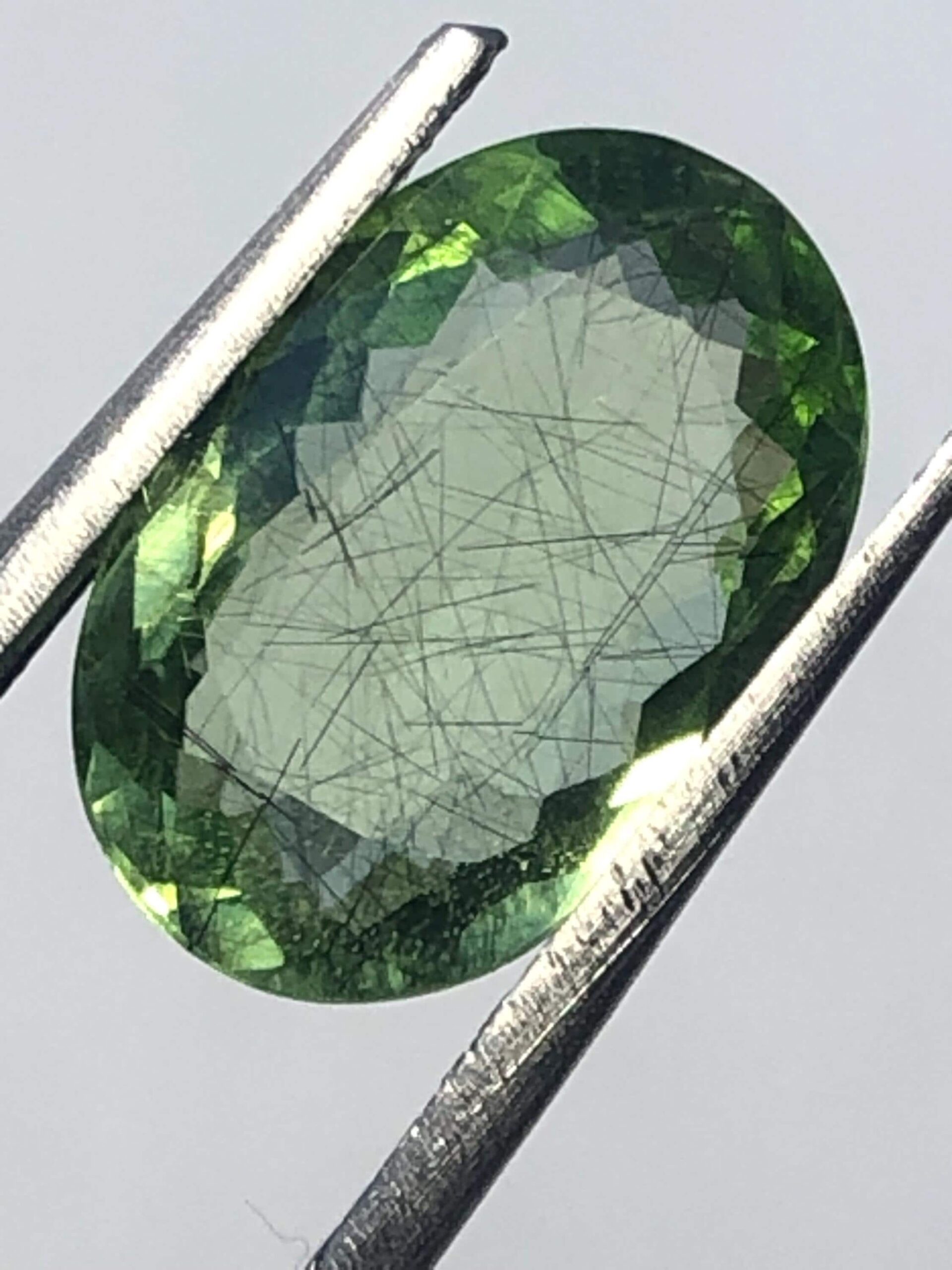 Natural Rutile Peridot Oval Gemstone – Green Needle Inclusions for Rings, Pendants – Pakistan Mine