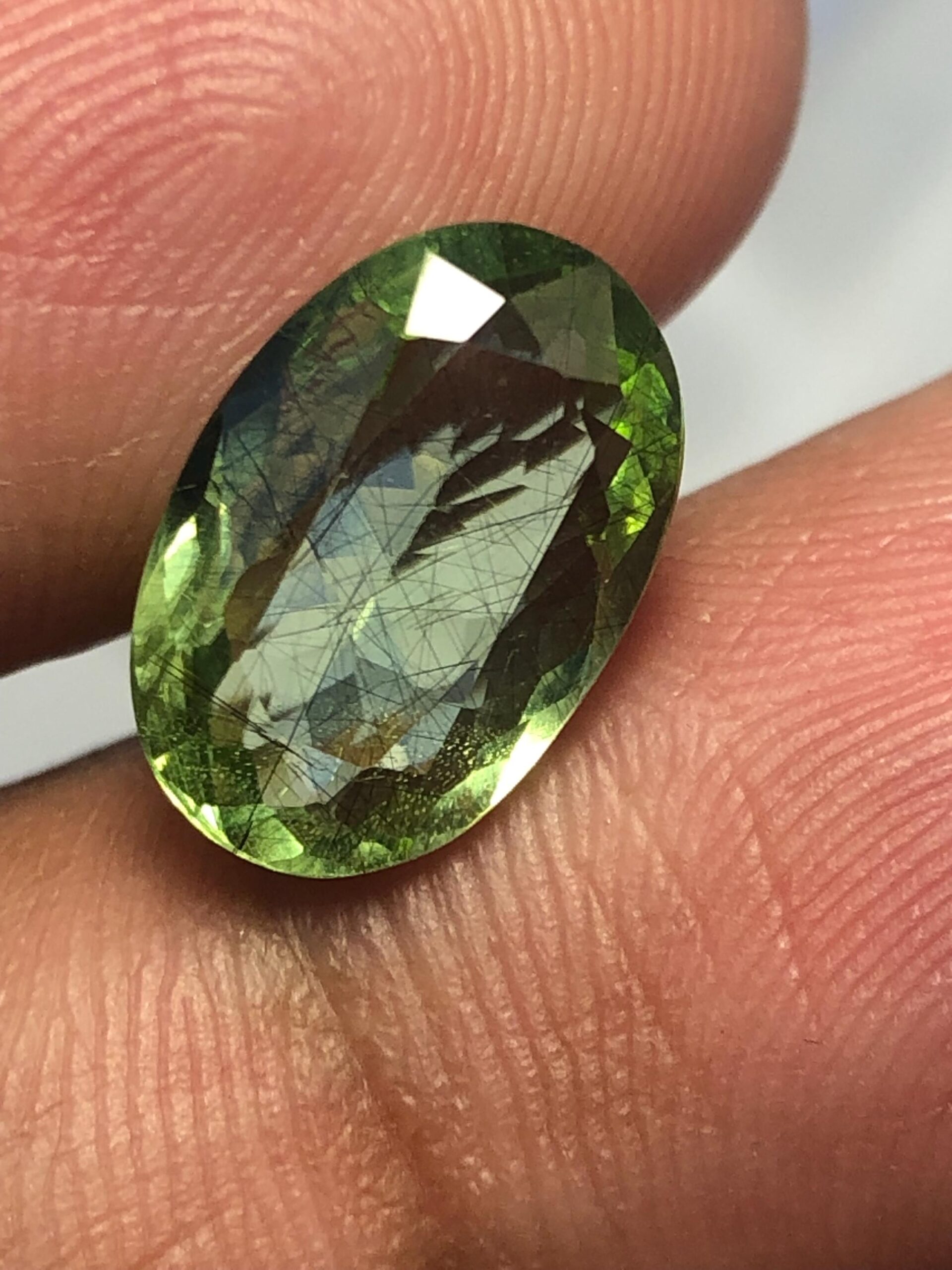 Natural Rutile Peridot Oval Gemstone – Green Needle Inclusions for Rings, Pendants – Pakistan Mine - Image 9