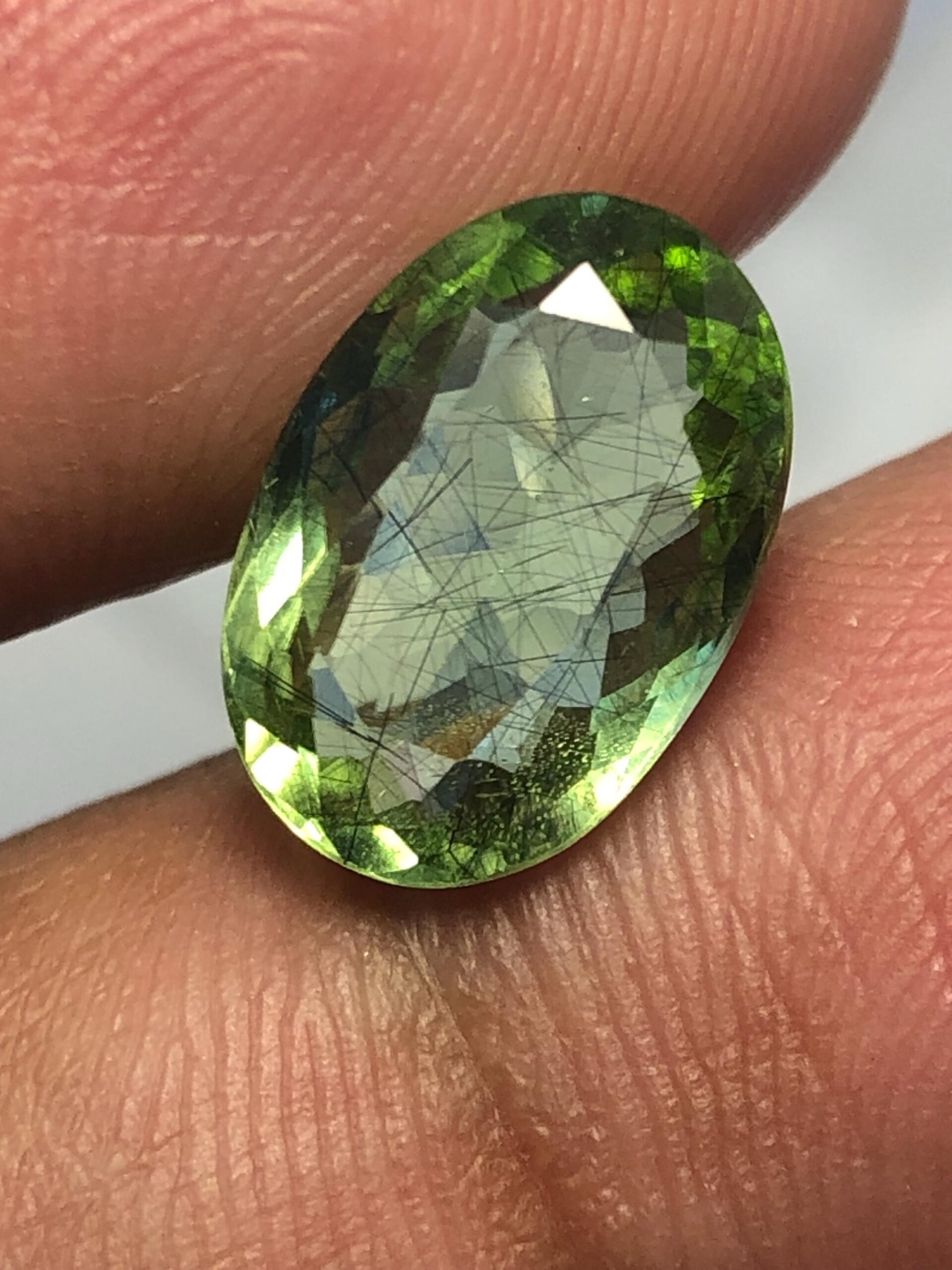 Natural Rutile Peridot Oval Gemstone – Green Needle Inclusions for Rings, Pendants – Pakistan Mine - Image 8