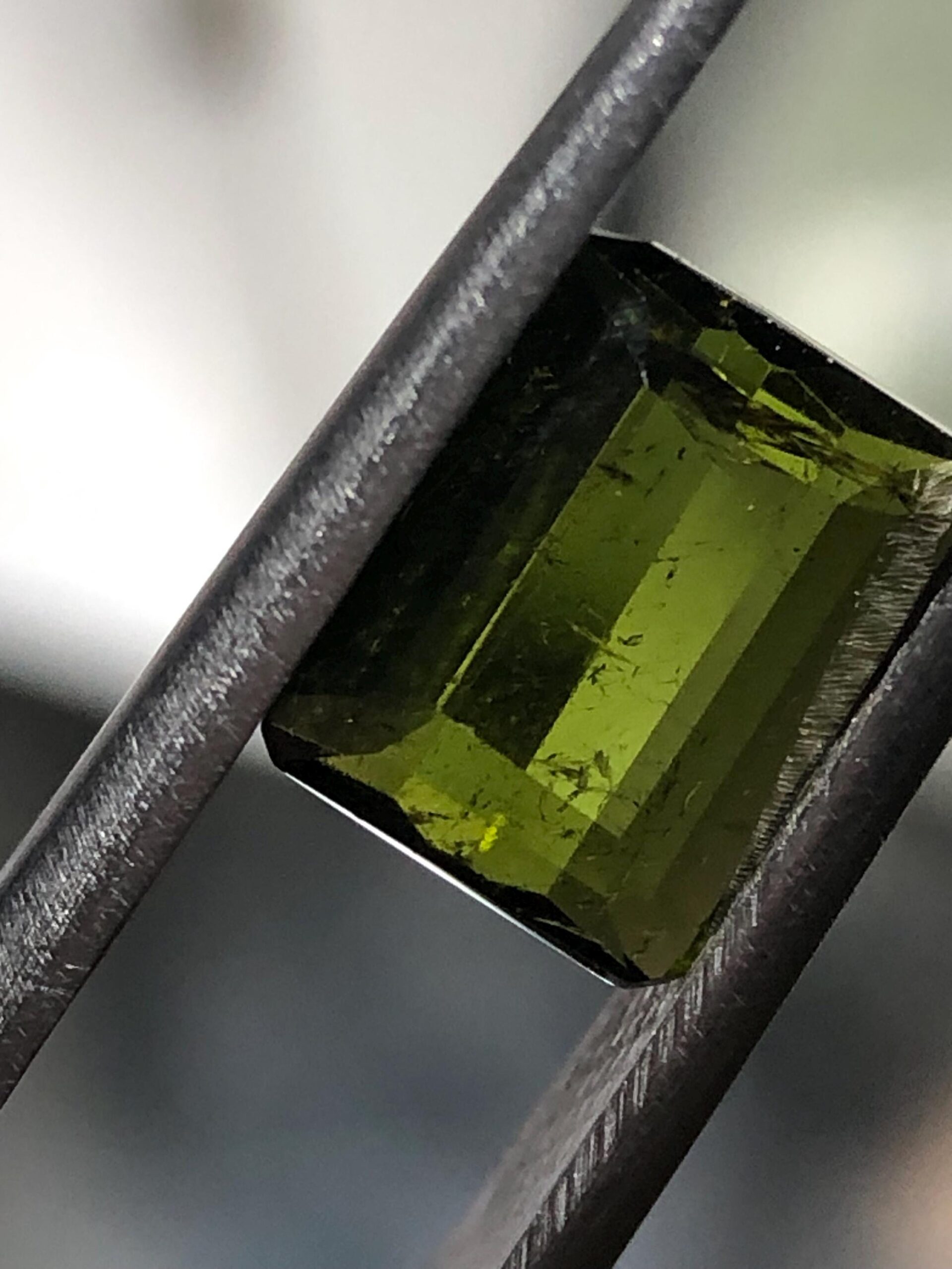 Natural Olive Green Tourmaline Emerald Cut Gemstone, Slim Jewelry Stone - Image 3