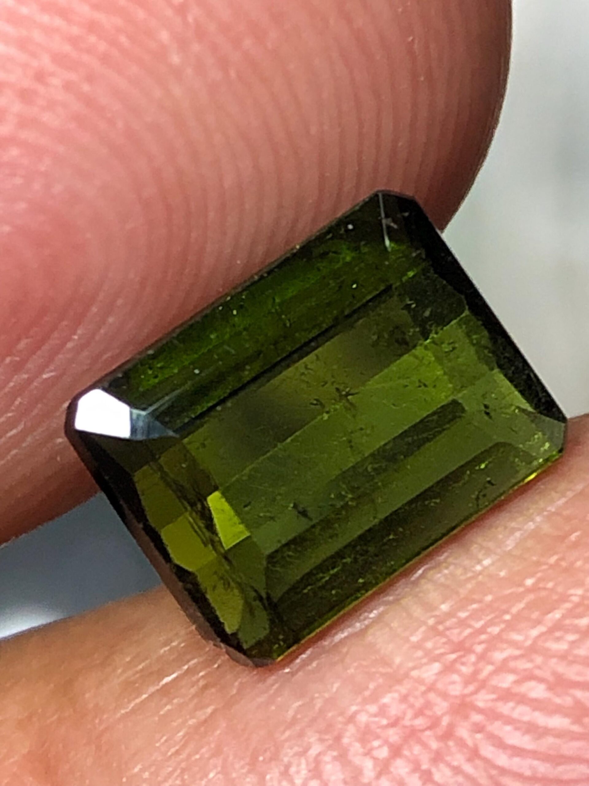 Natural Olive Green Tourmaline Emerald Cut Gemstone, Slim Jewelry Stone - Image 8