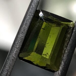 Natural Olive Green Tourmaline Emerald Cut Gemstone, Slim Jewelry Stone