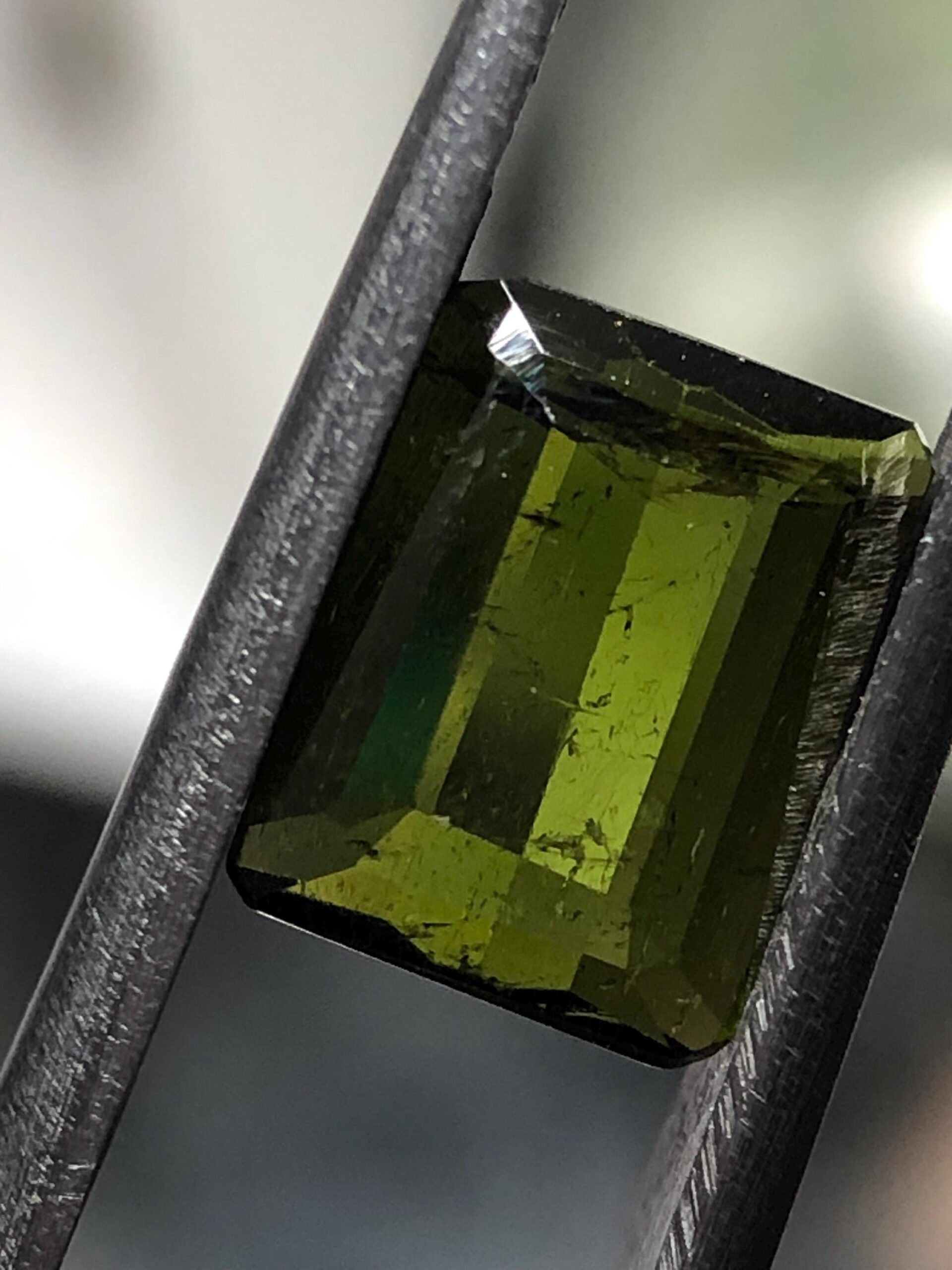 Natural Olive Green Tourmaline Emerald Cut Gemstone, Slim Jewelry Stone